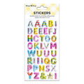 Alphabet Puffy Stickers Capital Letters Rainbow Stripes 41pc 1Pack