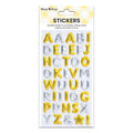 Alphabet Puffy Stickers Capital Letters Gold & Silver 41pc 1Pack