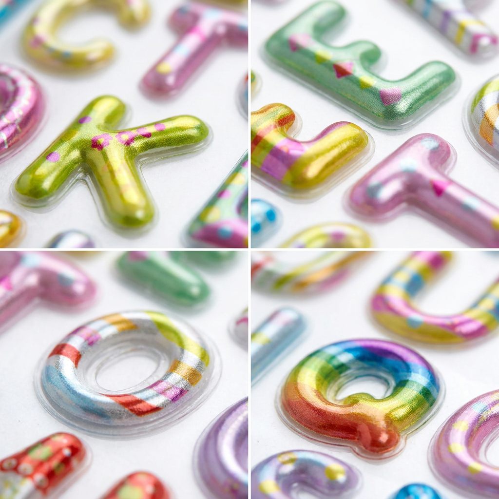 Alphabet Puffy Stickers Capital Letters Whimsy Rainbow 41pc 1Pack