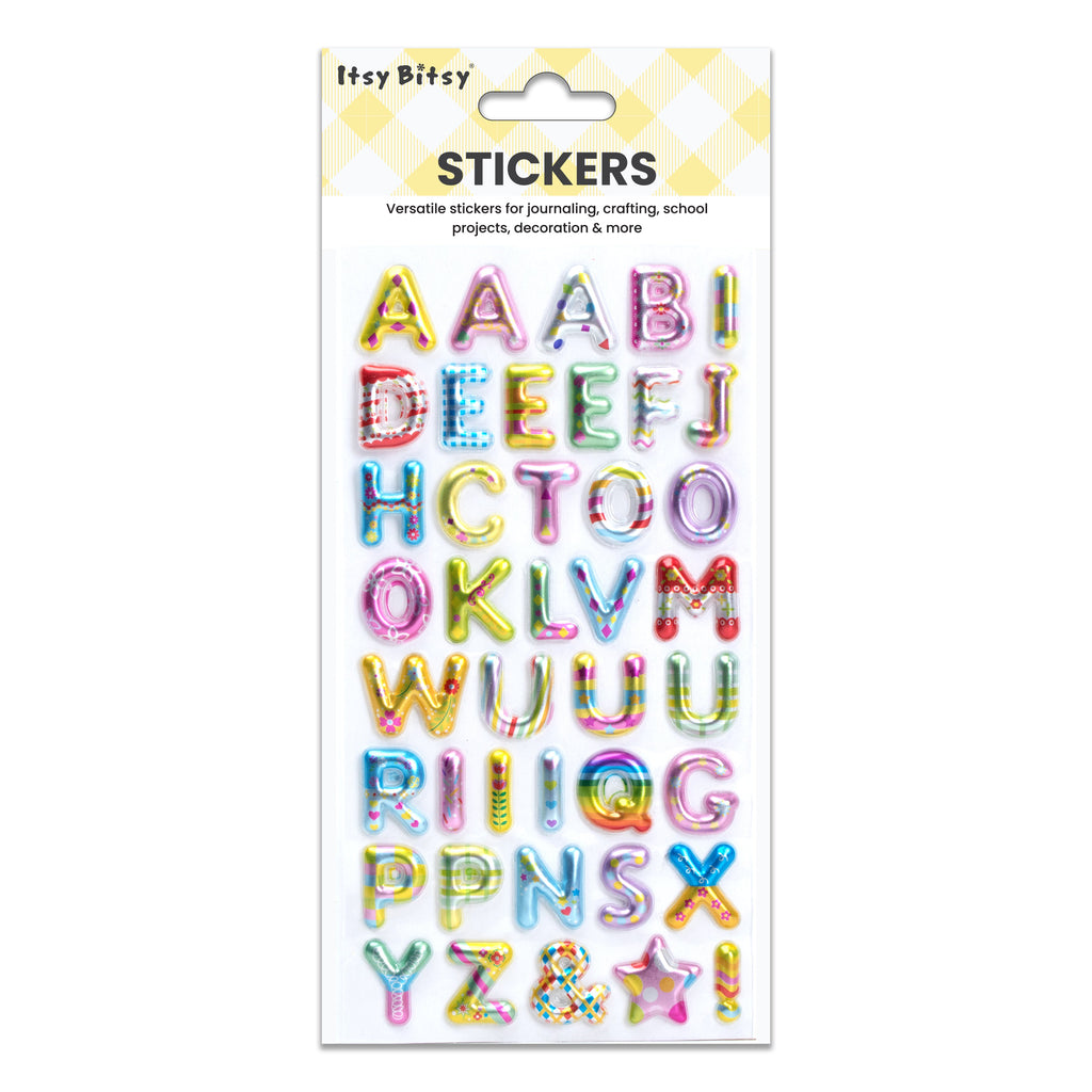 Alphabet Puffy Stickers Capital Letters Whimsy Rainbow 41pc 1Pack
