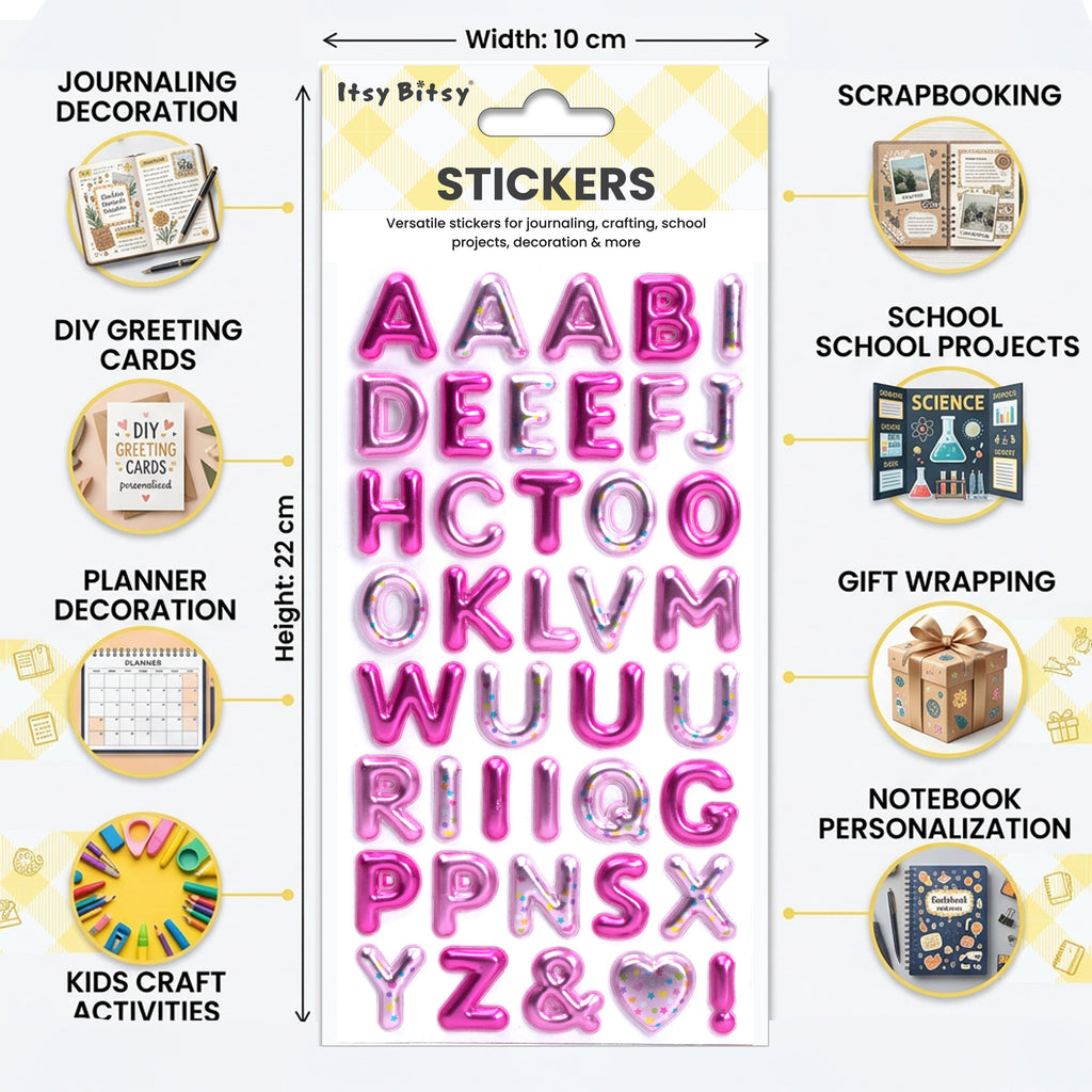 Alphabet Puffy Stickers Capital Letters Sweet Rose 41pc 1Pack