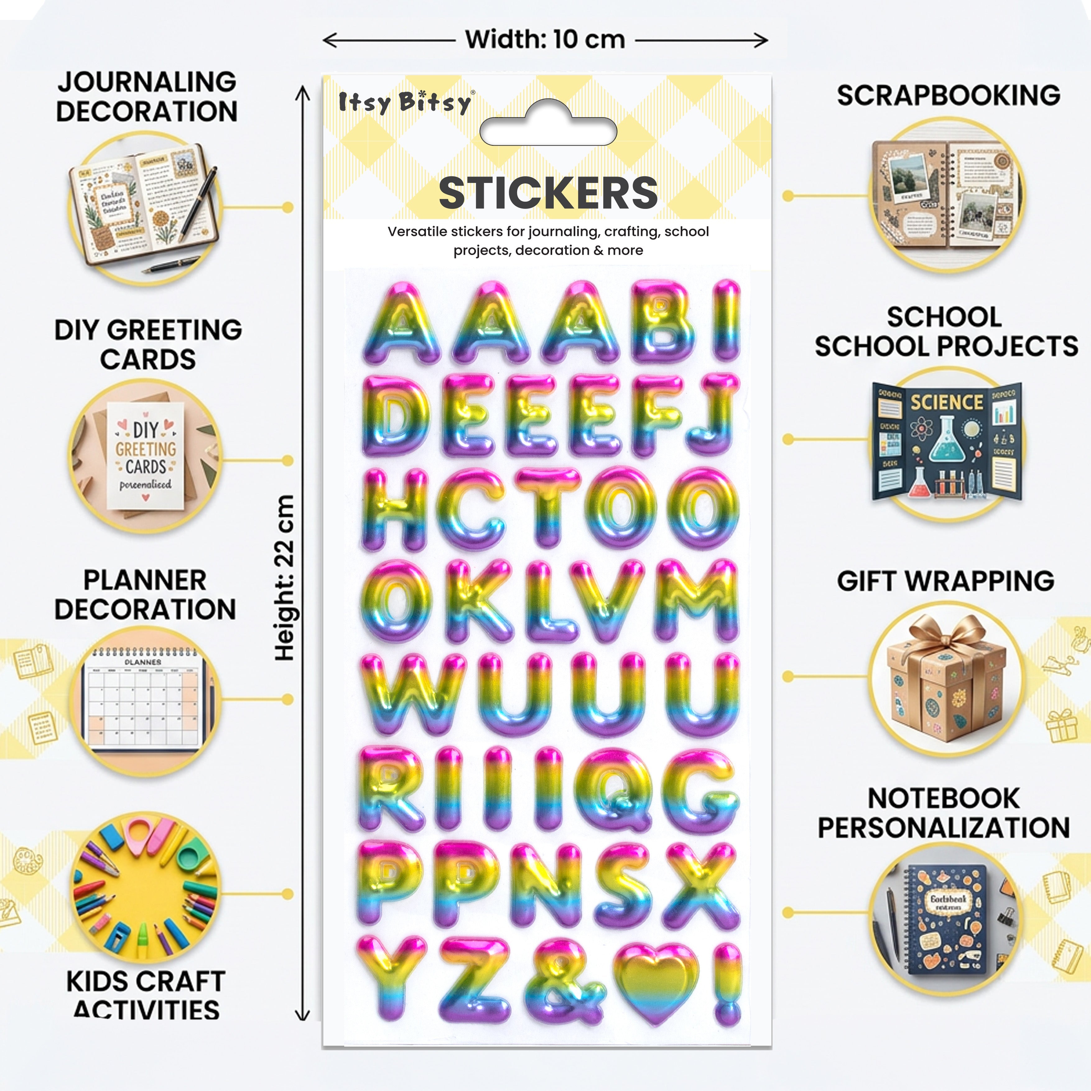 Alphabet Puffy Stickers Capital Letters Golden Rose 41pc 1Pack