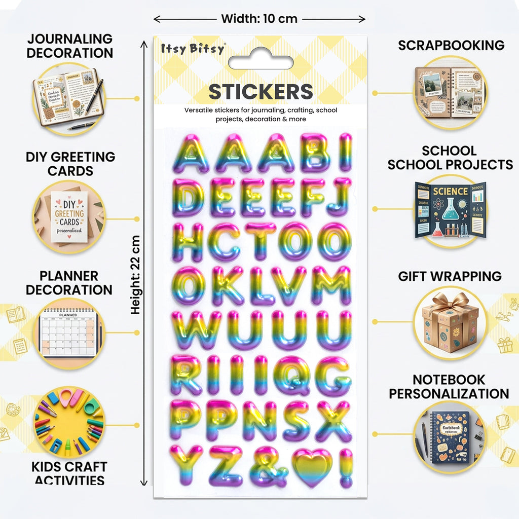 Alphabet Puffy Stickers Capital Letters Golden Rose 41pc 1Pack