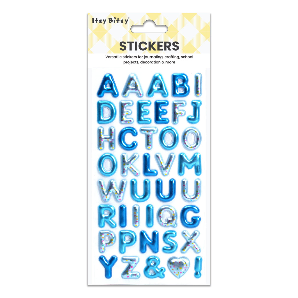 Alphabet Puffy Stickers Capital Letters Blue Sky 41pc 1Pack