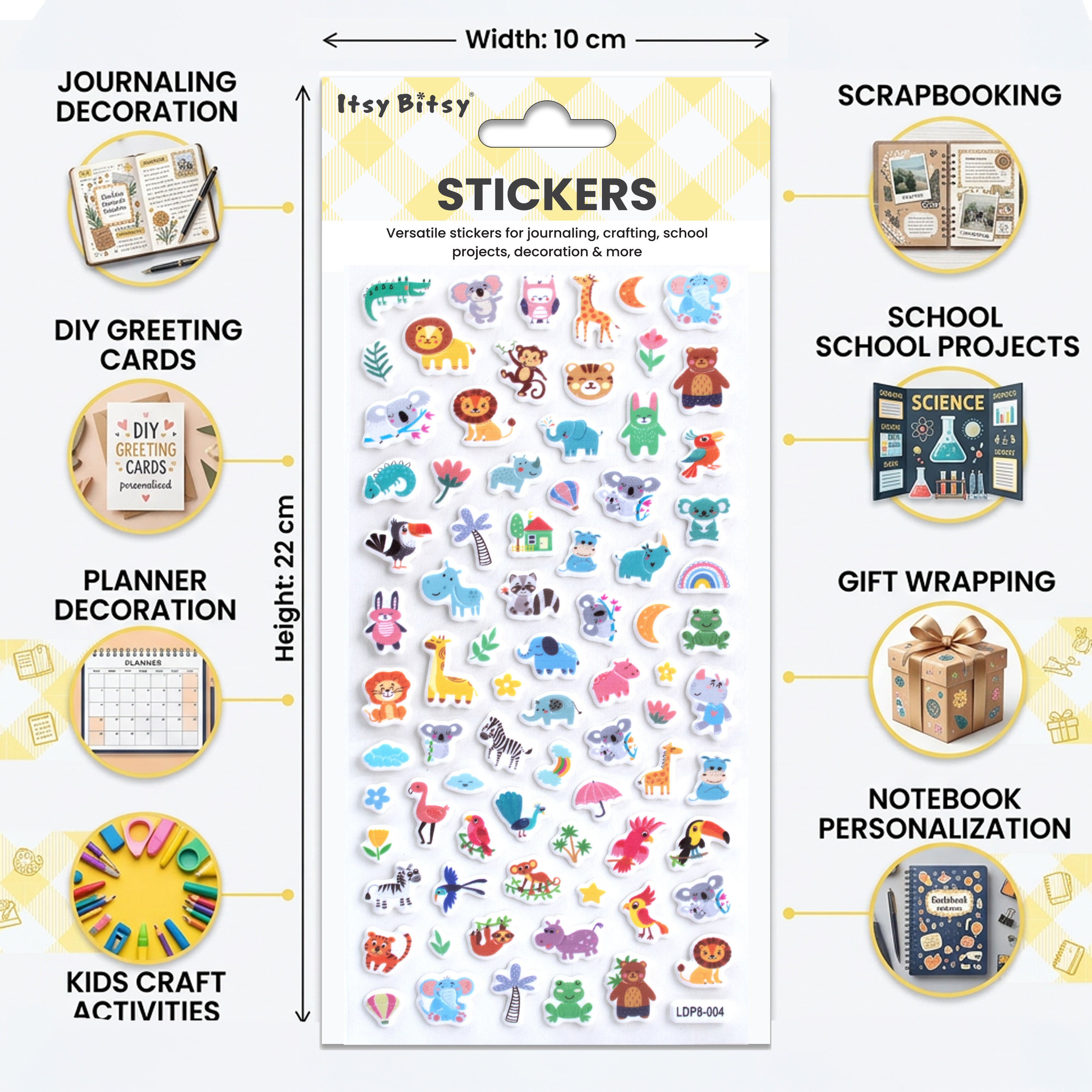 Fun Puffy Stickers Animal Party 82pcs 1Pack