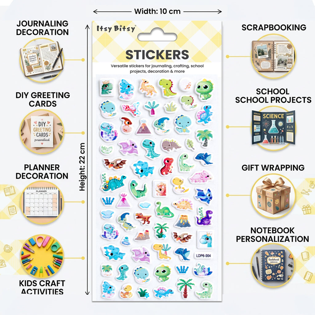 Fun Puffy Stickers Dino Island 68pcs 1Pack