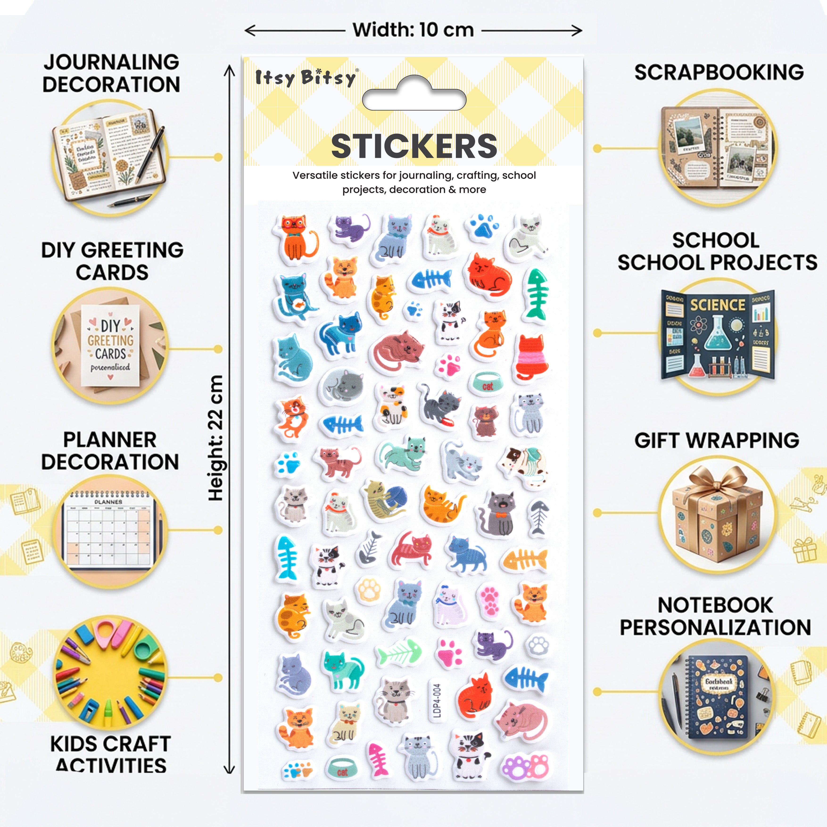 Fun Puffy Stickers Kitten Love 72pcs 1Pack