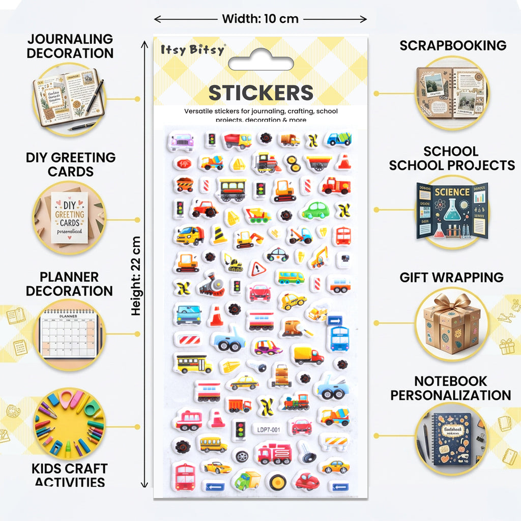 Fun Puffy Stickers Transport Mode 98pcs 1Pack