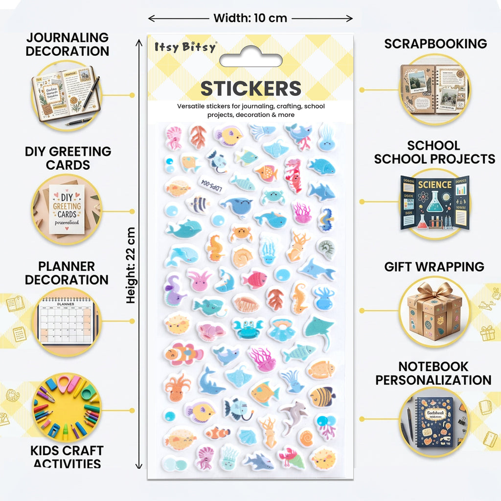Fun Puffy Stickers Sea Life 78pcs 1Pack
