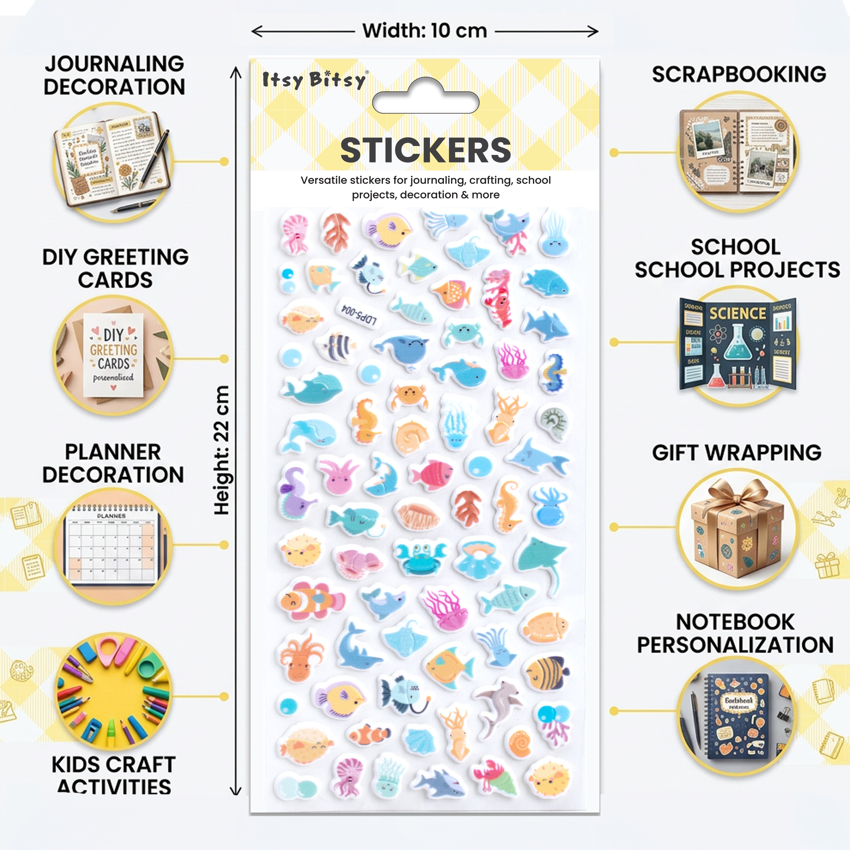 Fun Puffy Stickers Sea Life 78pcs 1Pack