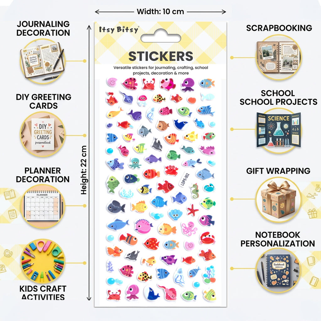 Fun Puffy Stickers Happy Fins 94pcs 1Pack