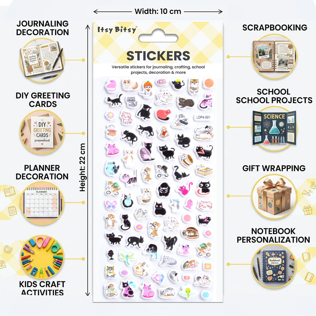 Fun Puffy Stickers Purrfect Pals 82pcs 1Pack