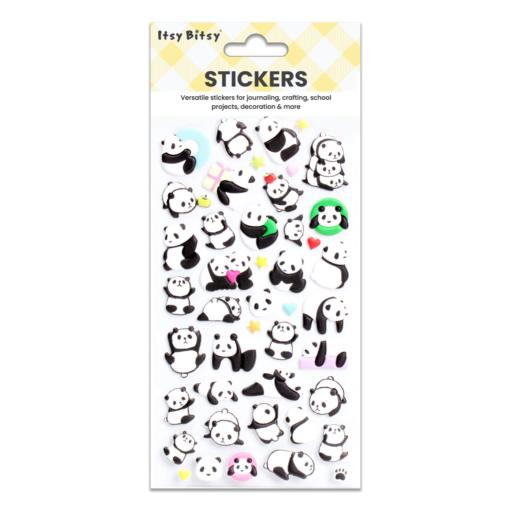 Fashion Bubble Stickers Panda Buddies 49pcs 1Pack