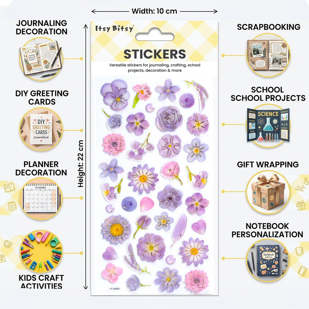 Resin Stickers Flora Elegance 38pcs 1Pack