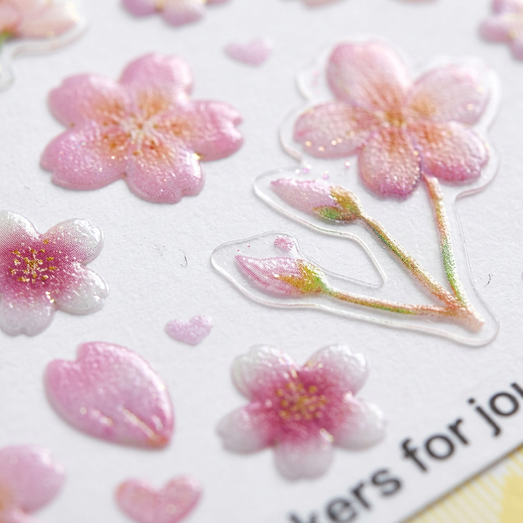 Resin Stickers Cherry Blossom 63pcs 1Pack