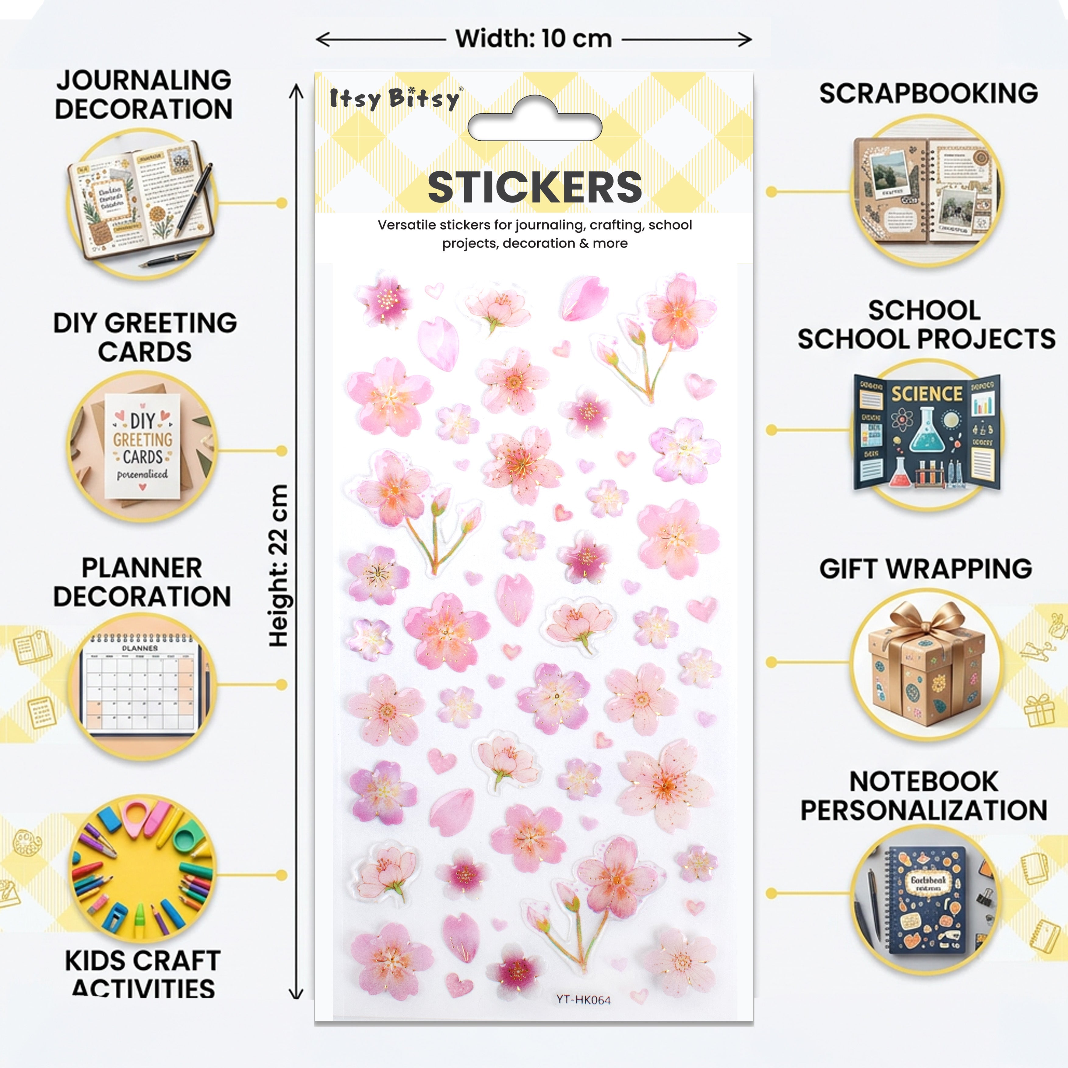 Resin Stickers Cherry Blossom 63pcs 1Pack