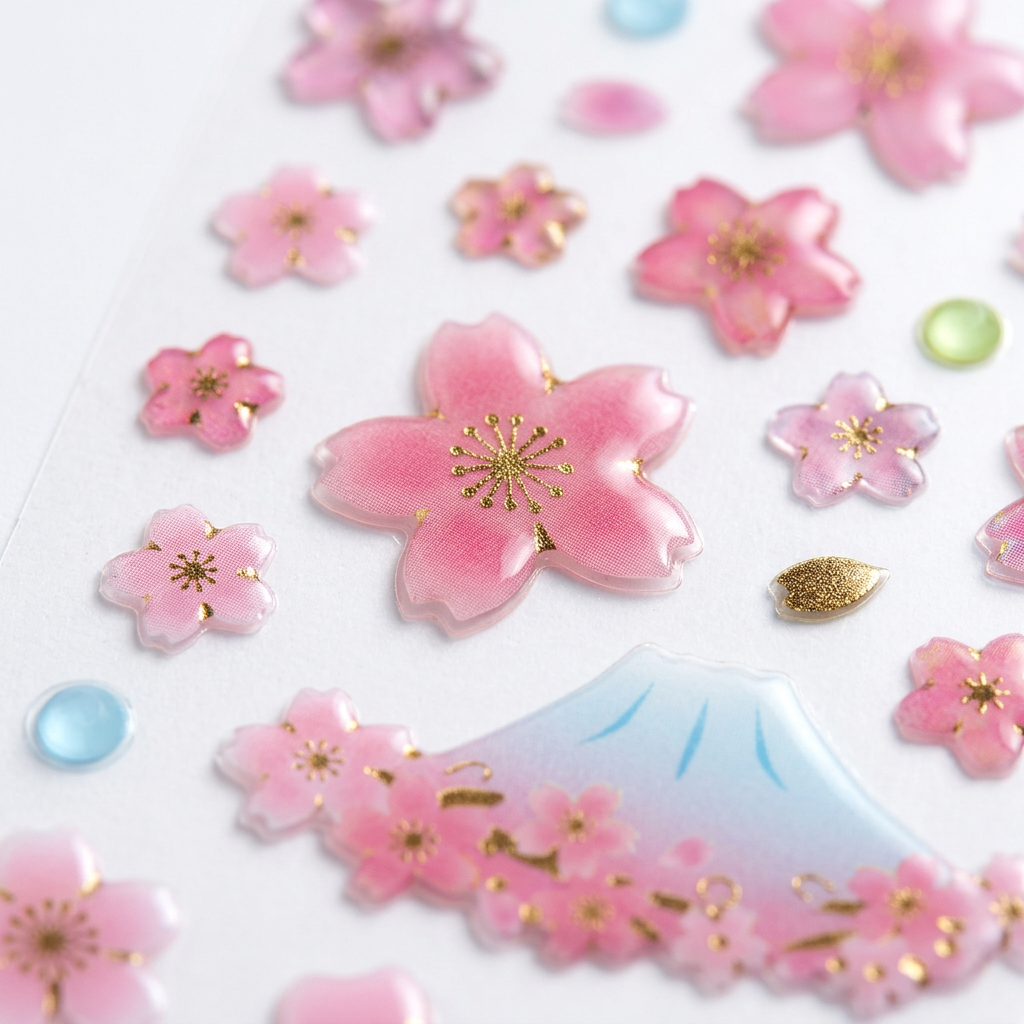 Resin Stickers Cherry Bloom 96pcs 1Pack