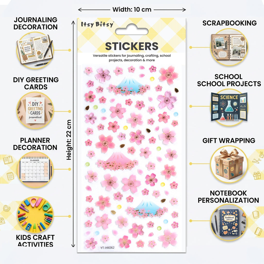 Resin Stickers Cherry Bloom 96pcs 1Pack