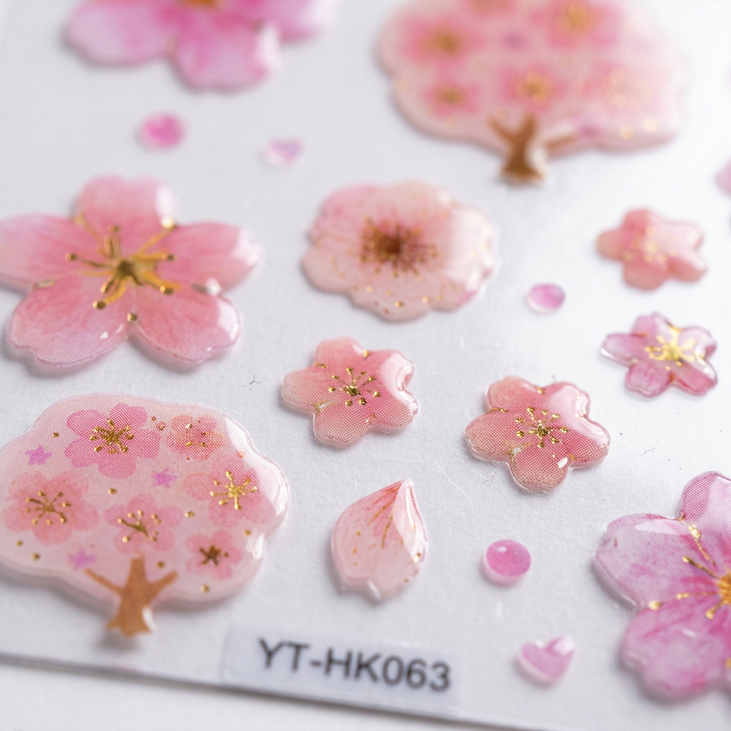 Resin Stickers Floral Cheer 74pcs 1Pack
