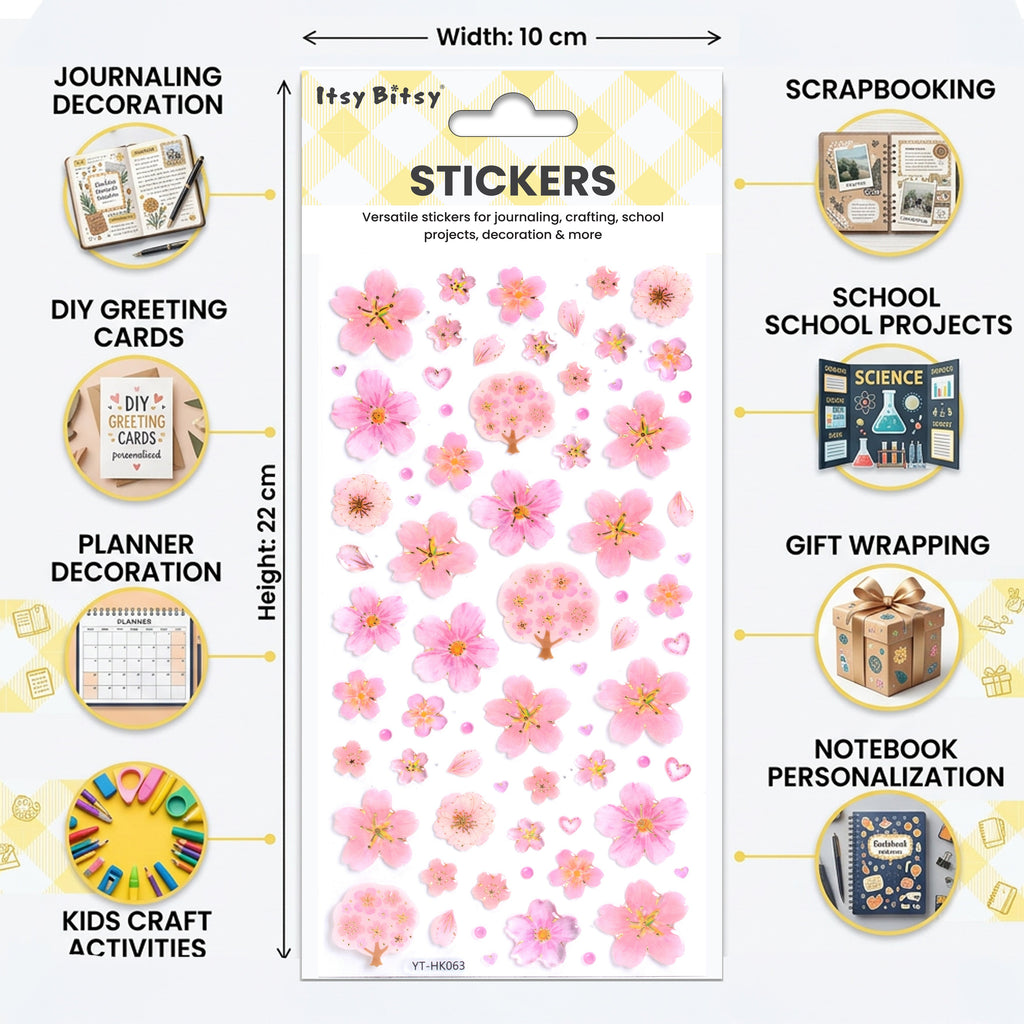 Resin Stickers Floral Cheer 74pcs 1Pack