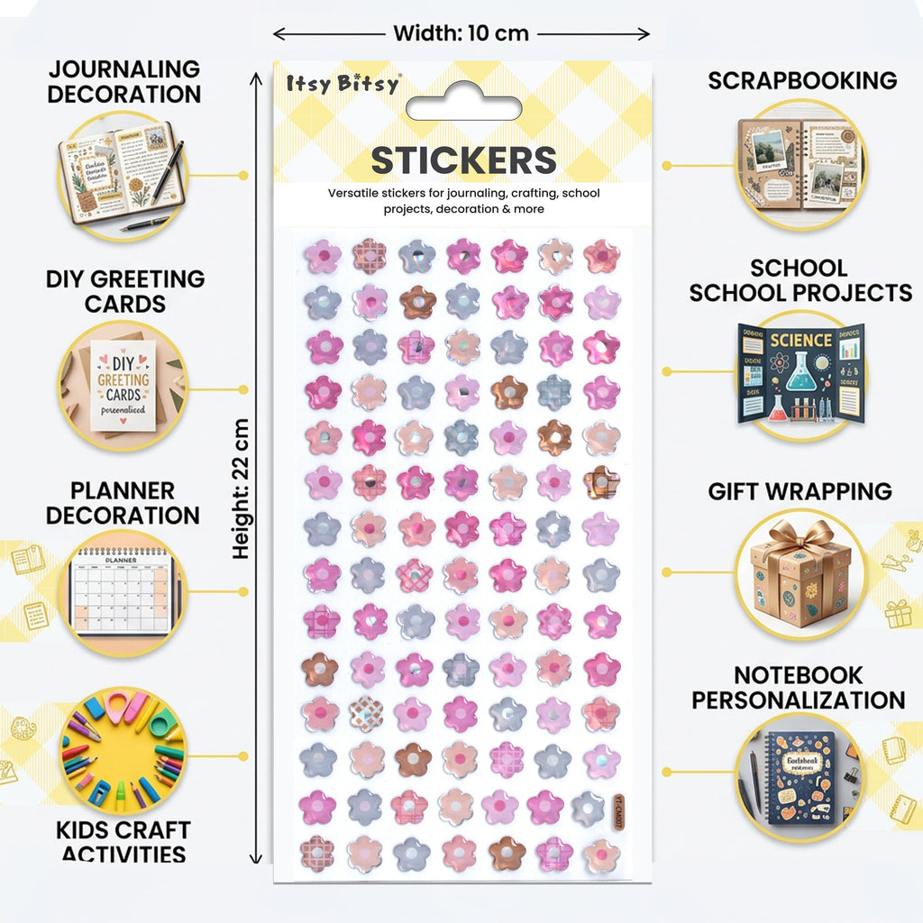 Resin Stickers Graceful Blooms 98pcs 1Pack