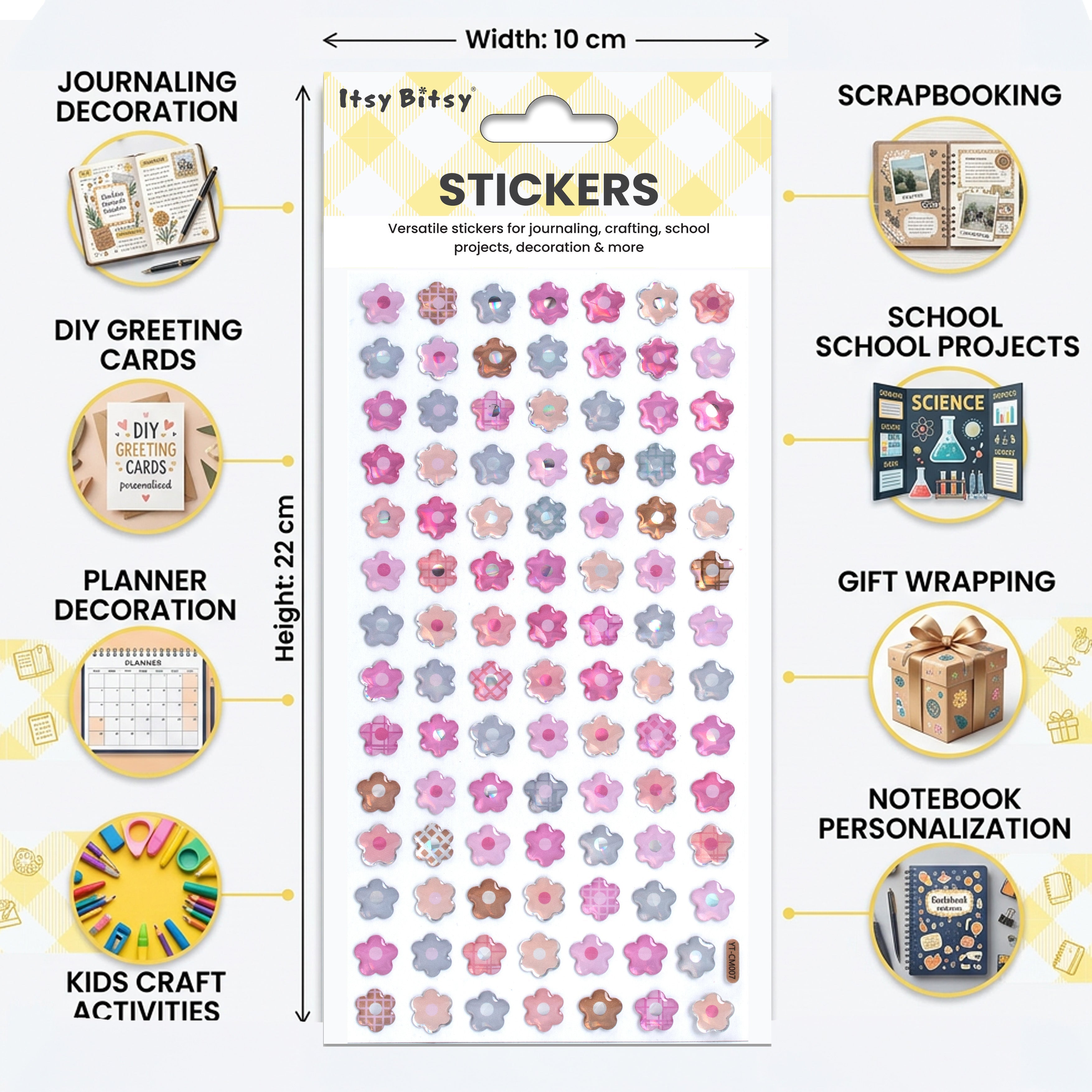 Resin Stickers Graceful Blooms 98pcs 1Pack