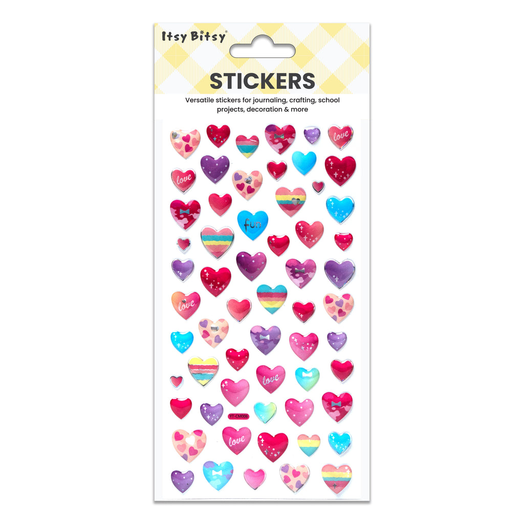 Resin Stickers Sparkle Hearts 61pcs 1Pack