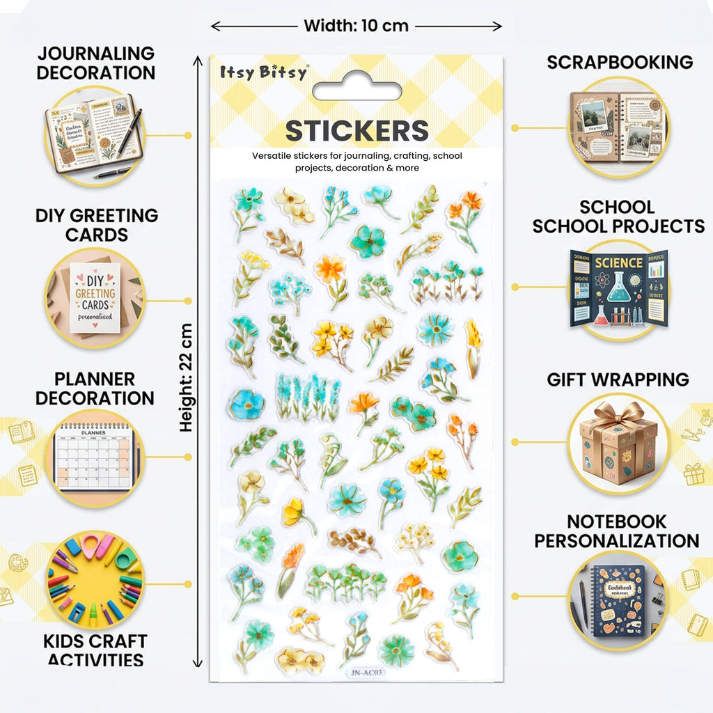 Resin Stickers Meadow Flora 52pcs 1Pack