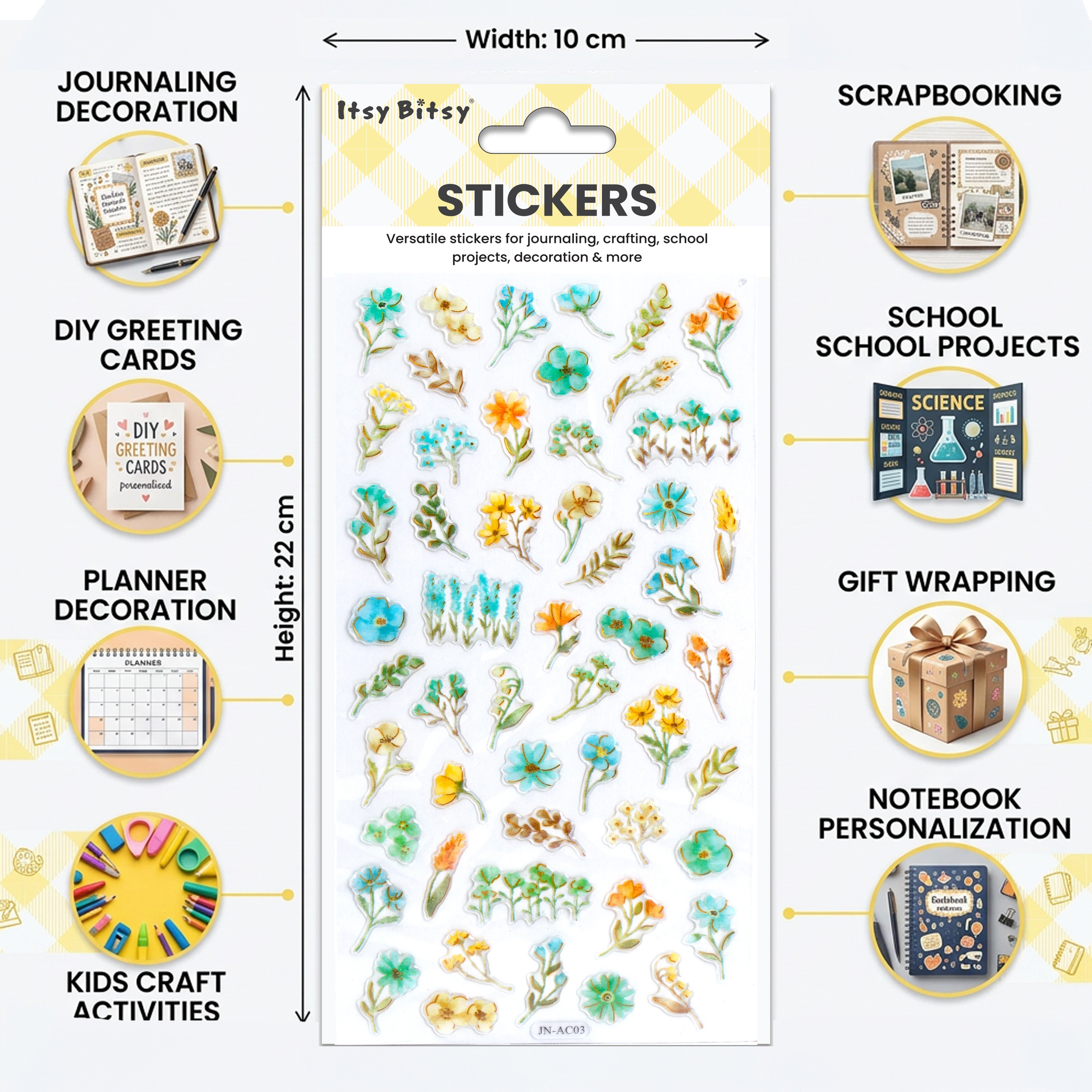 Resin Stickers Meadow Flora 52pcs 1Pack