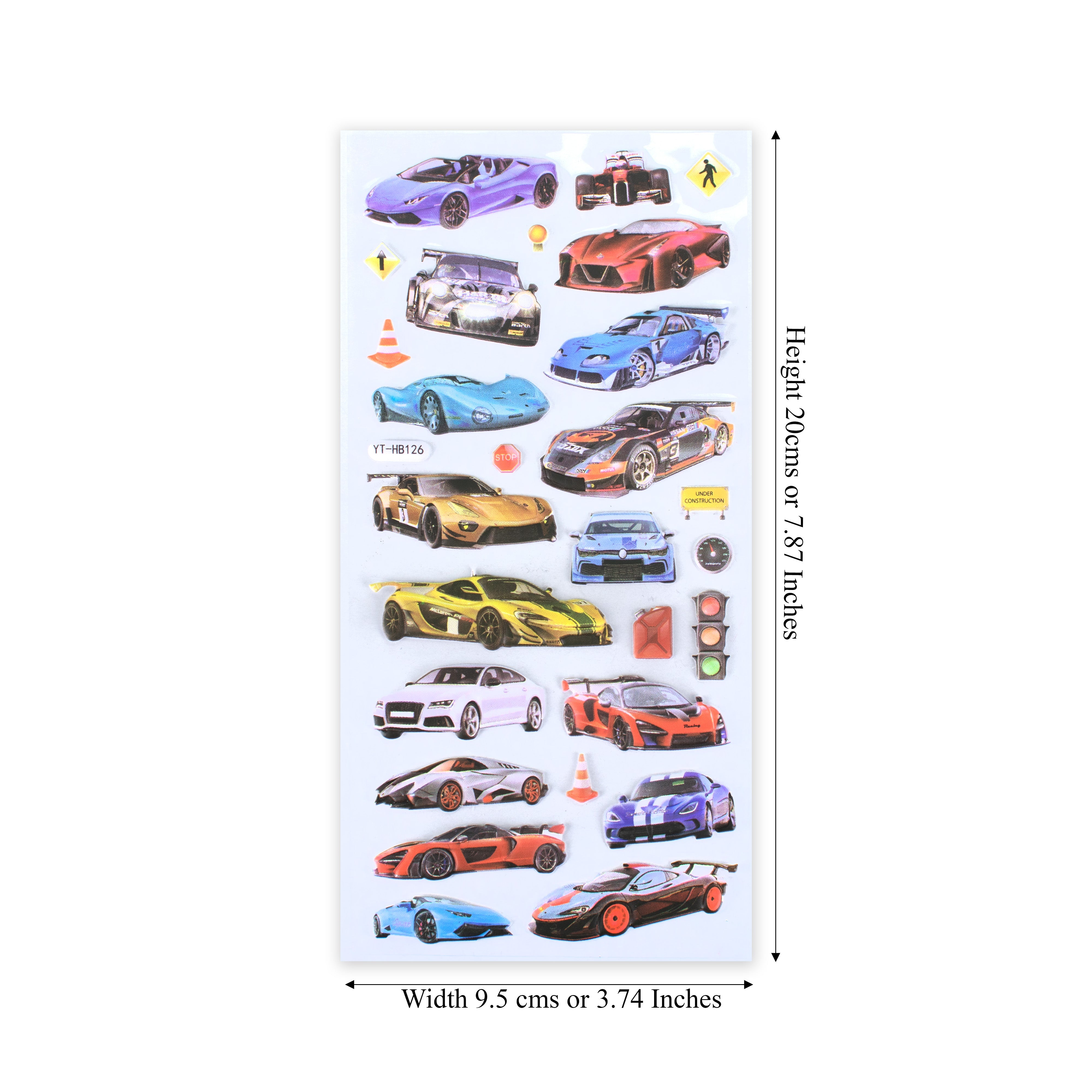 Fun Puffy Stickers Fast Car 28pcs 1Pack