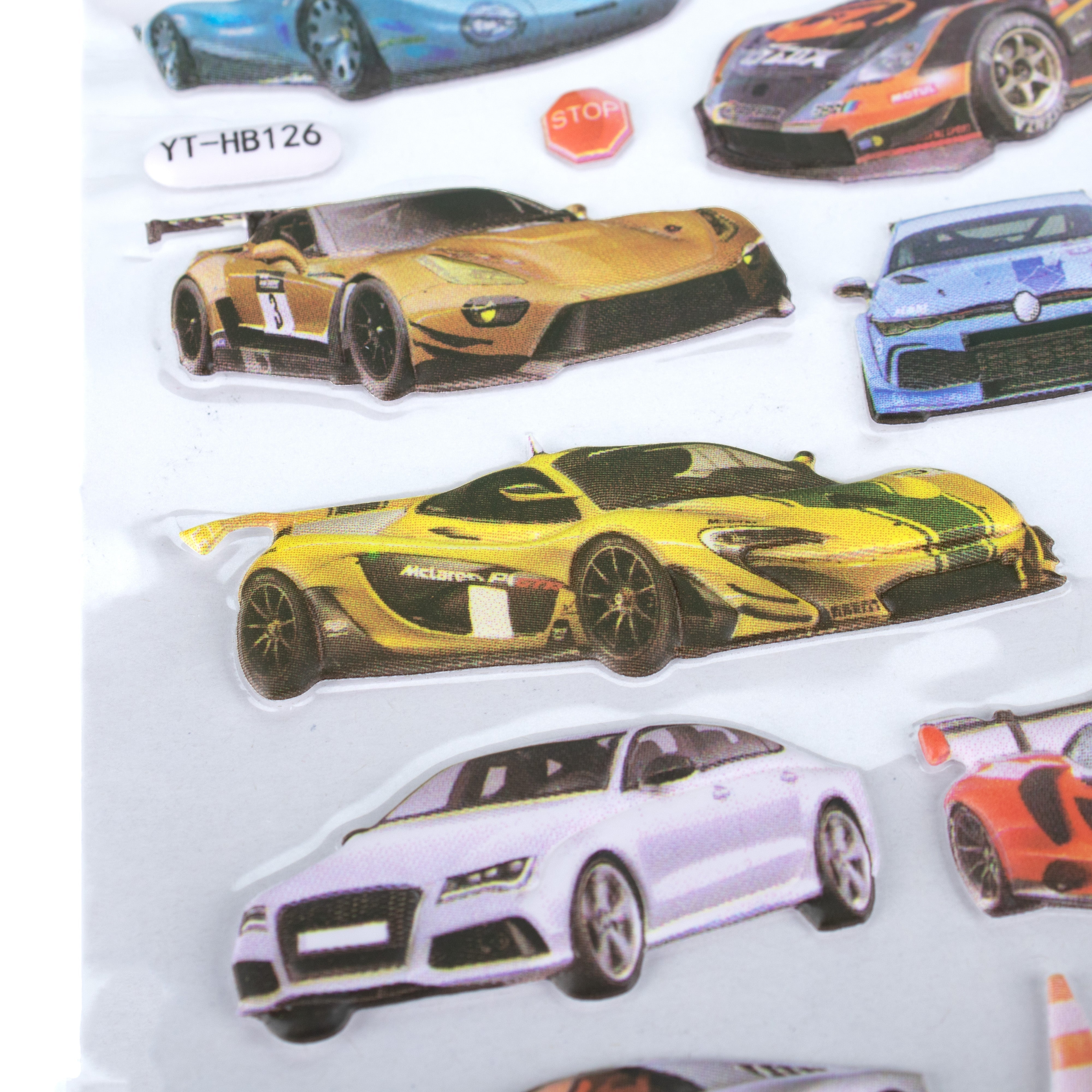 Fun Puffy Stickers Fast Car 28pcs 1Pack