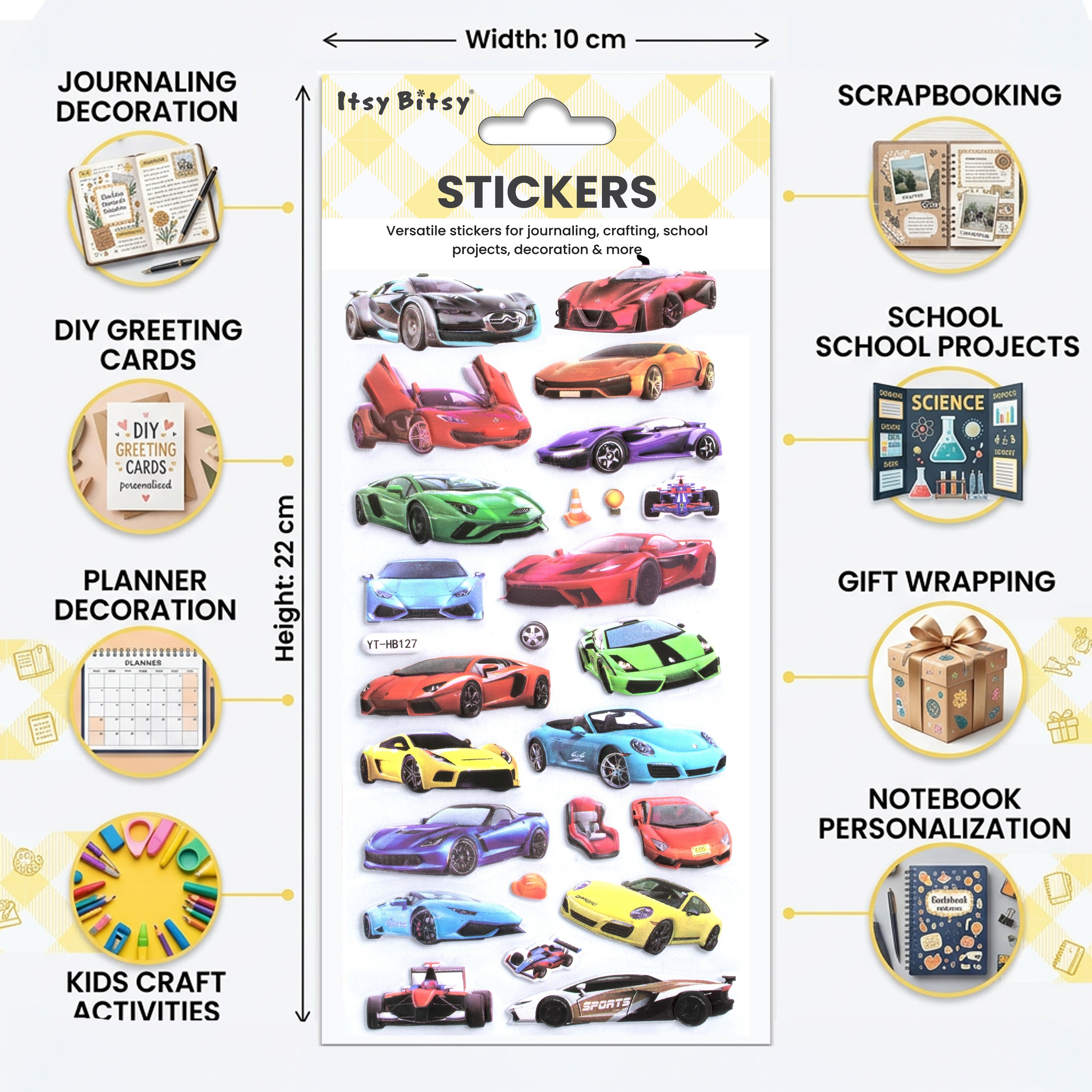 Fun Puffy Stickers Car Collection 26pcs 1Pack