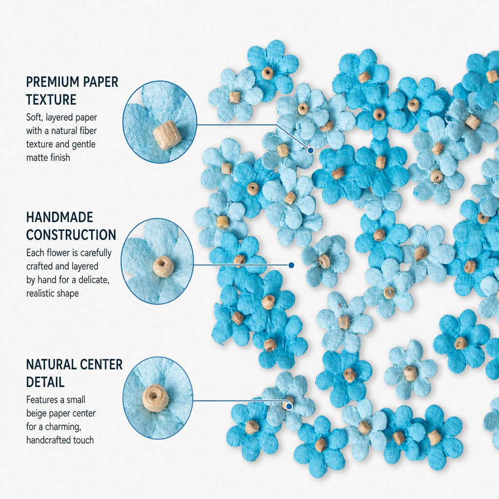 Handmade Flowers Esme Crystal Blue 50pc