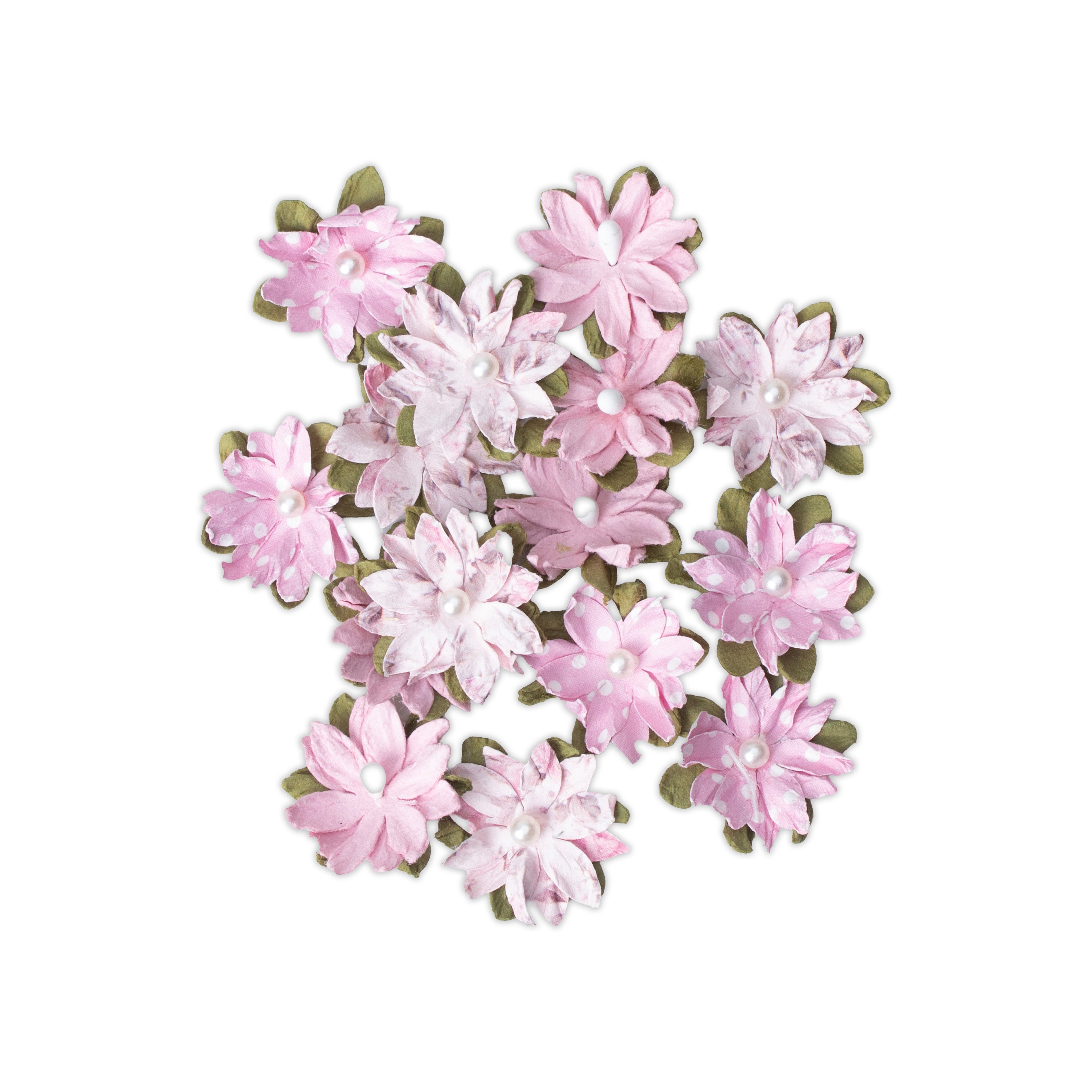 Handmade Printed Paper Flowers Luca Pink Symphony 15pc