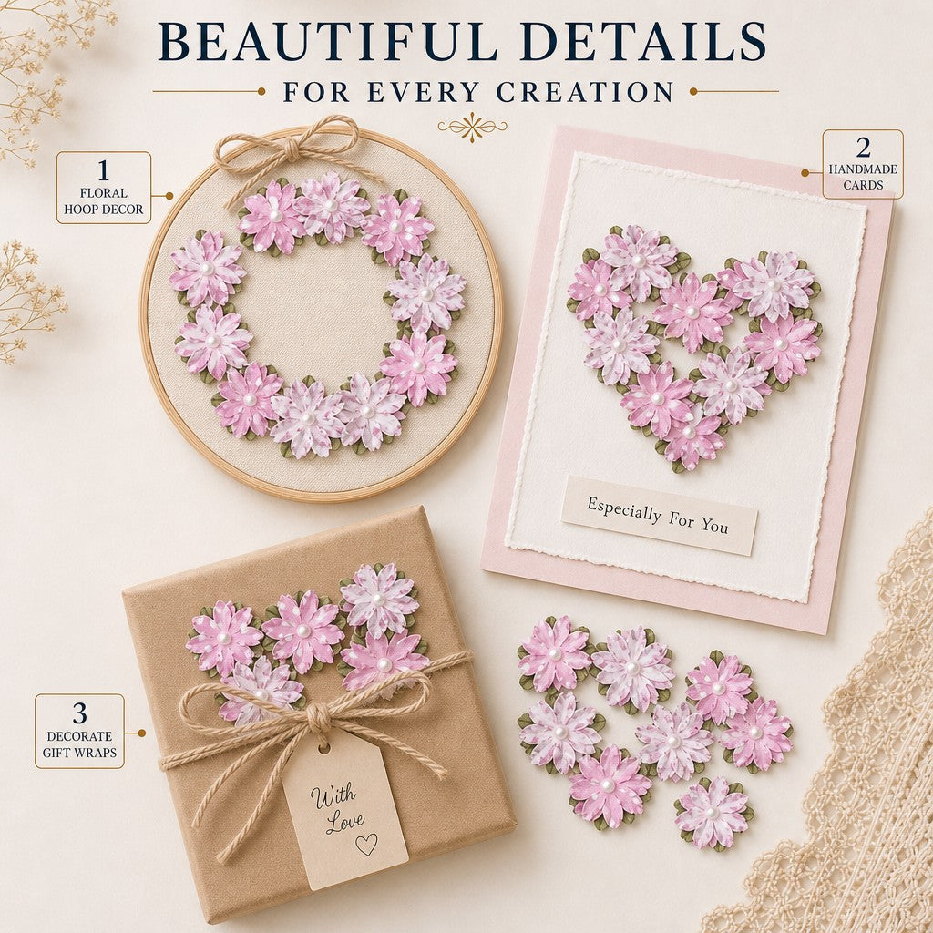 Handmade Printed Paper Flowers Luca Pink Symphony 15pc