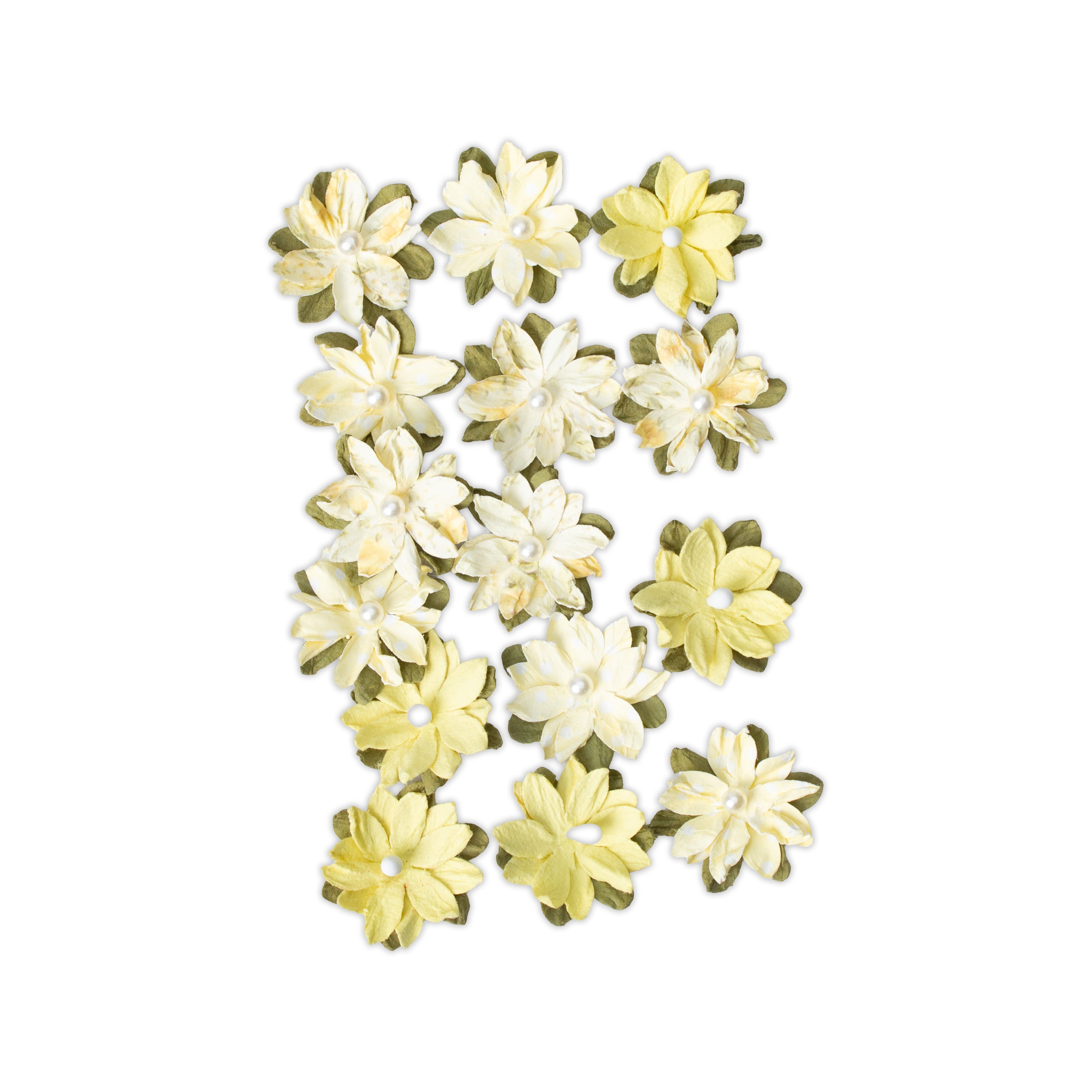 Handmade Printed Paper Flowers Luca Yellow Symphony 15pc
