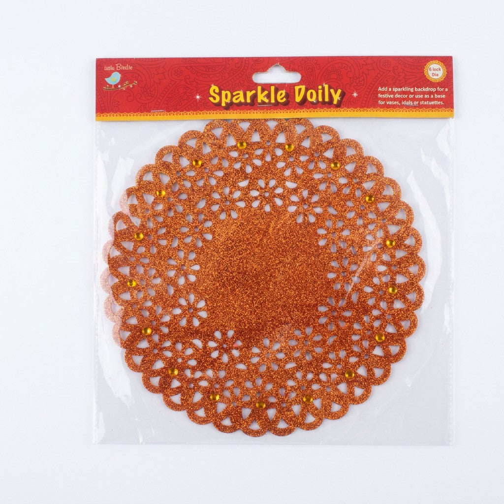 SPARKLE DOILY ORANGE 8 INCH 1PC