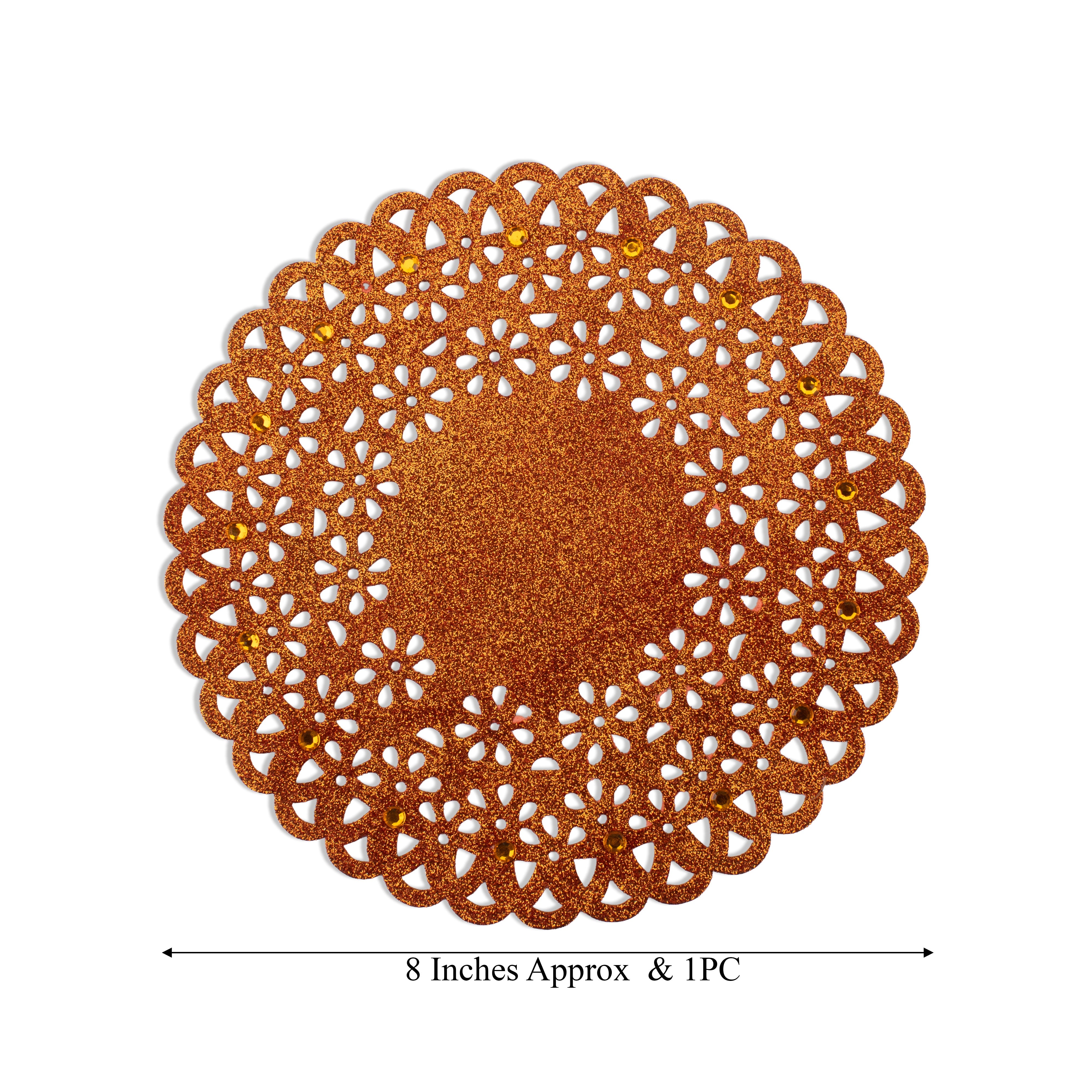 SPARKLE DOILY ORANGE 8 INCH 1PC