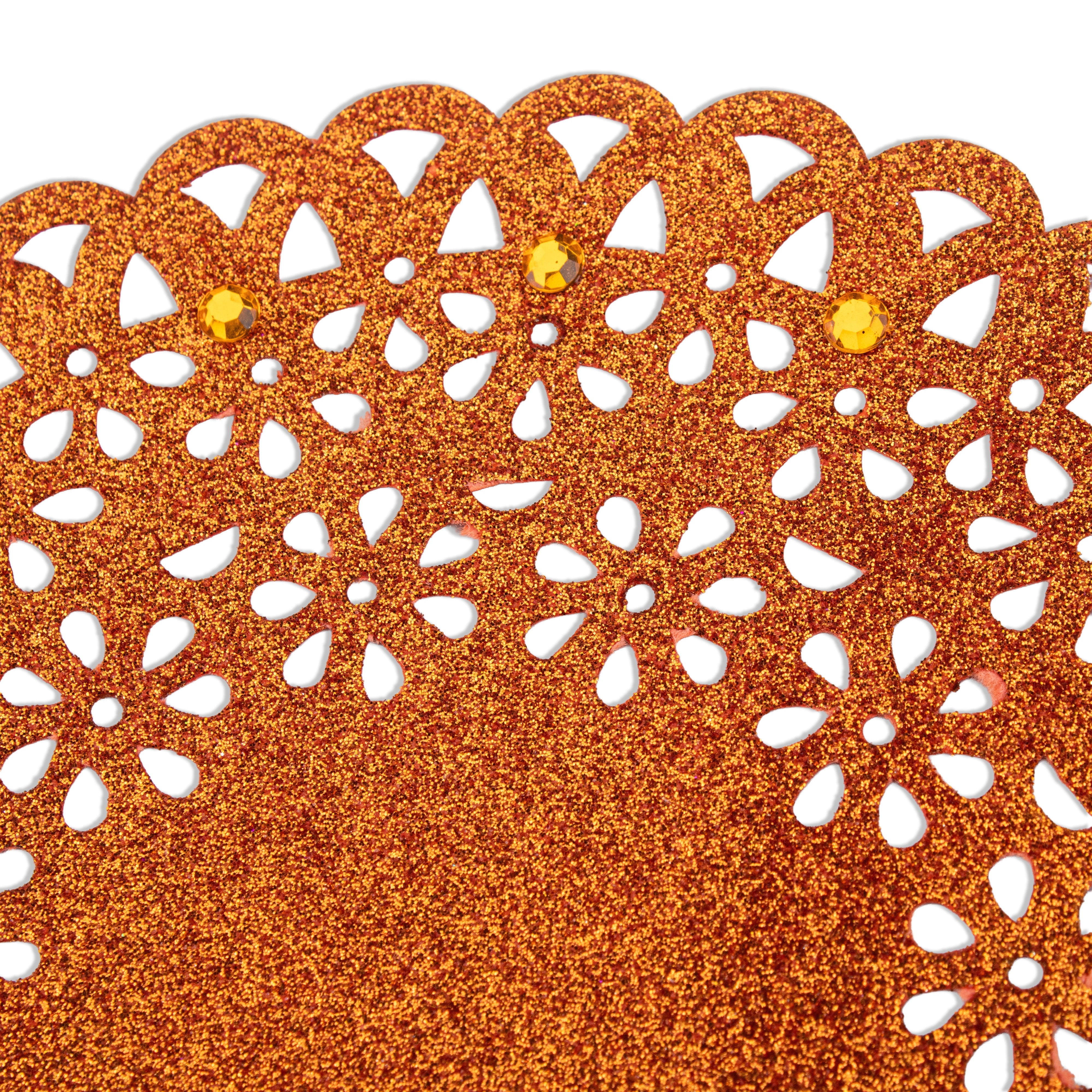 SPARKLE DOILY ORANGE 8 INCH 1PC