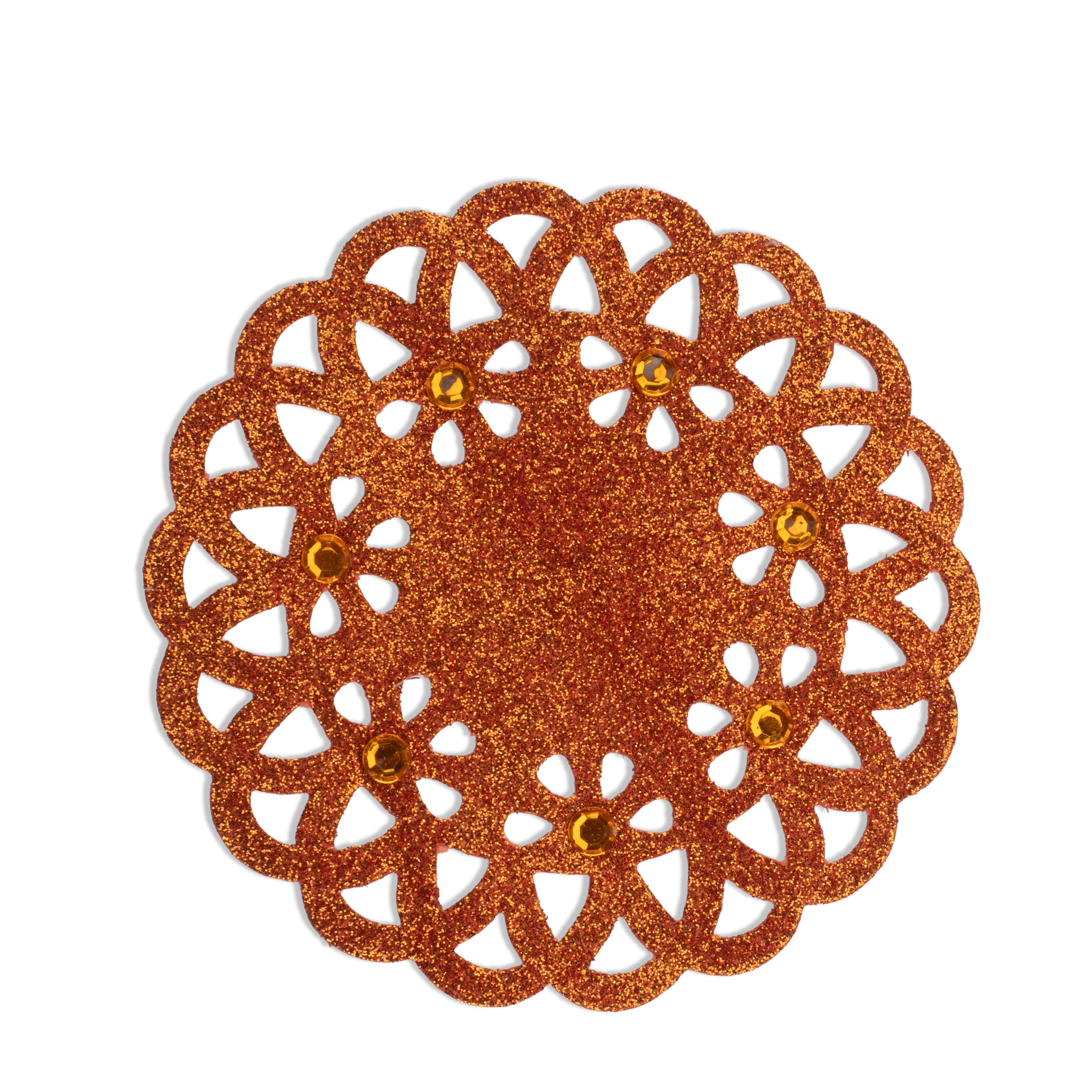 SPARKLE DOILY ORANGE 4 INCH 1PC
