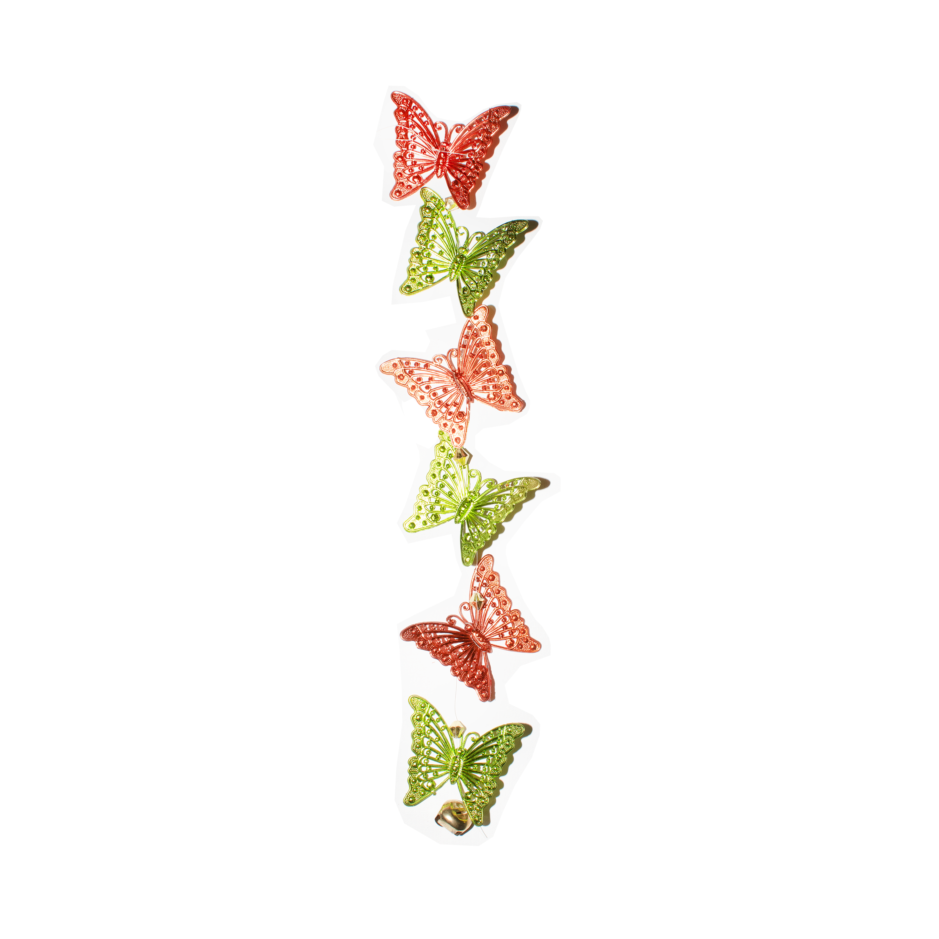 X-Mas Decoration Hanging Butterfly Des Green W/Red 22`` 1Pk