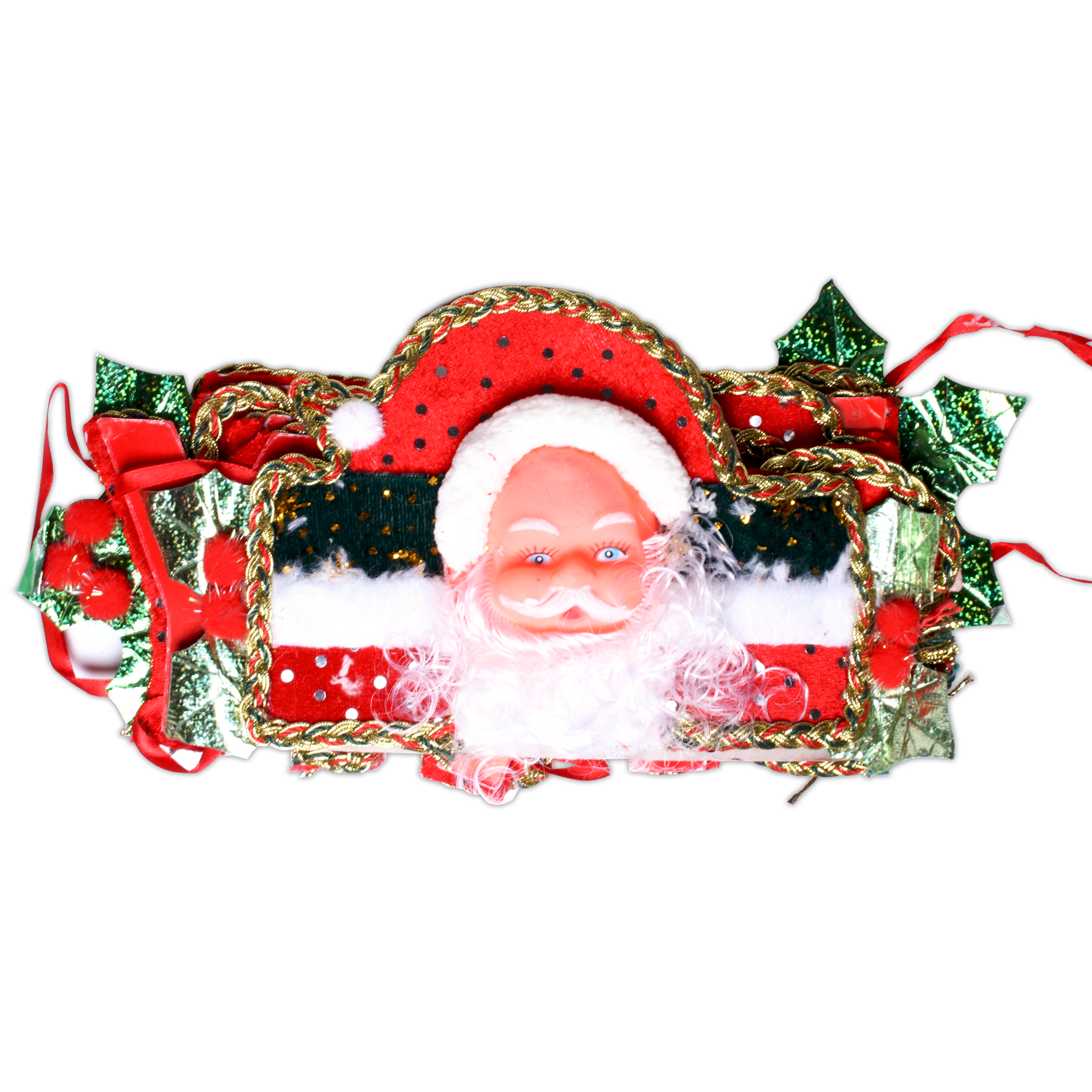 X-Mas Medium Merry Christmas Designer Banner W/ Santa Red 70
