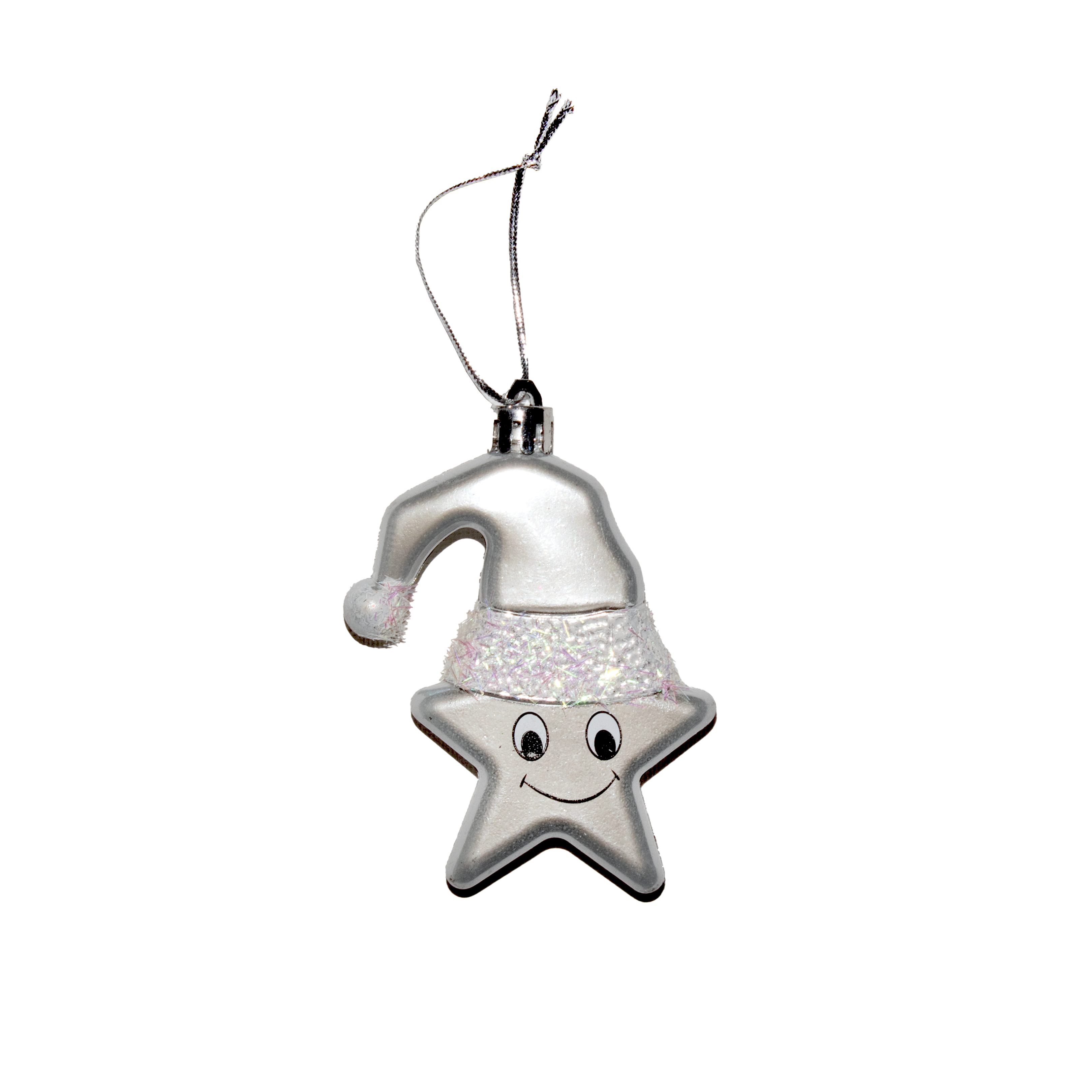 X-Mas Decoration Hanging Star W/Cap Silver 175Mm X 92Mm X 15Mm 3Pc Pvc Cylinder