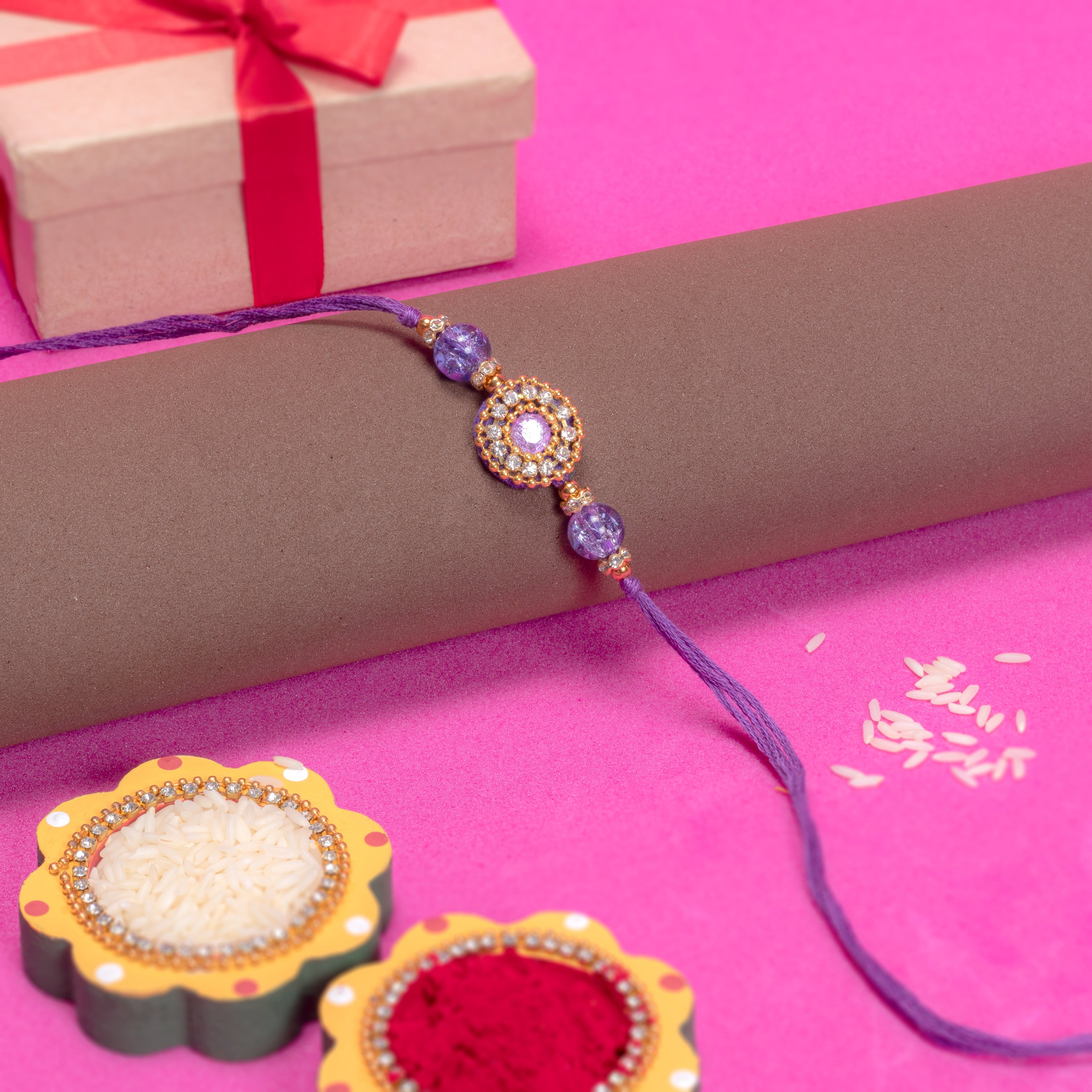 Handmade Rakhi - Lavender Jewel 1pc