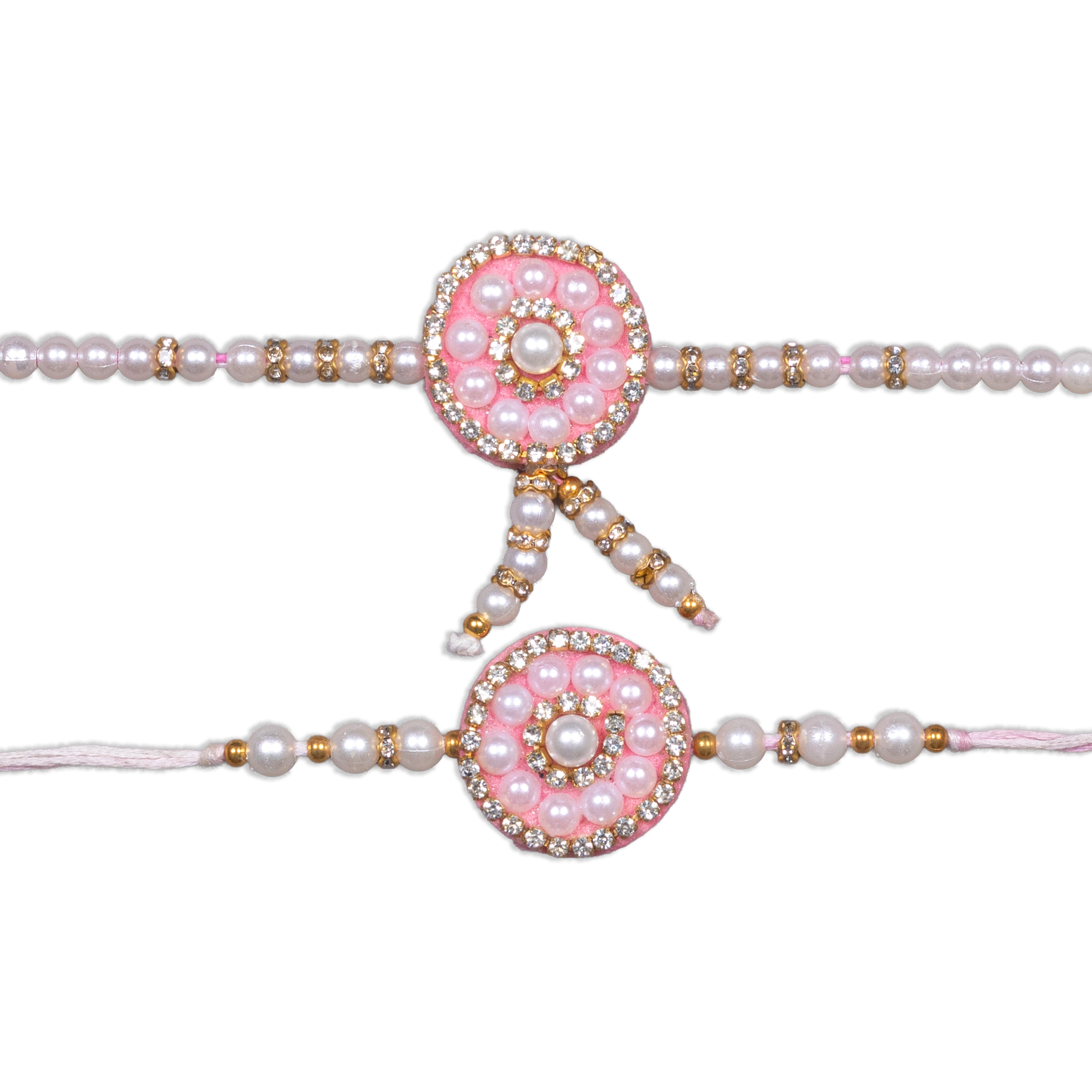 Handmade Rakhi - Pearl Blush Bhaiya Bhabhi Pack of 2
