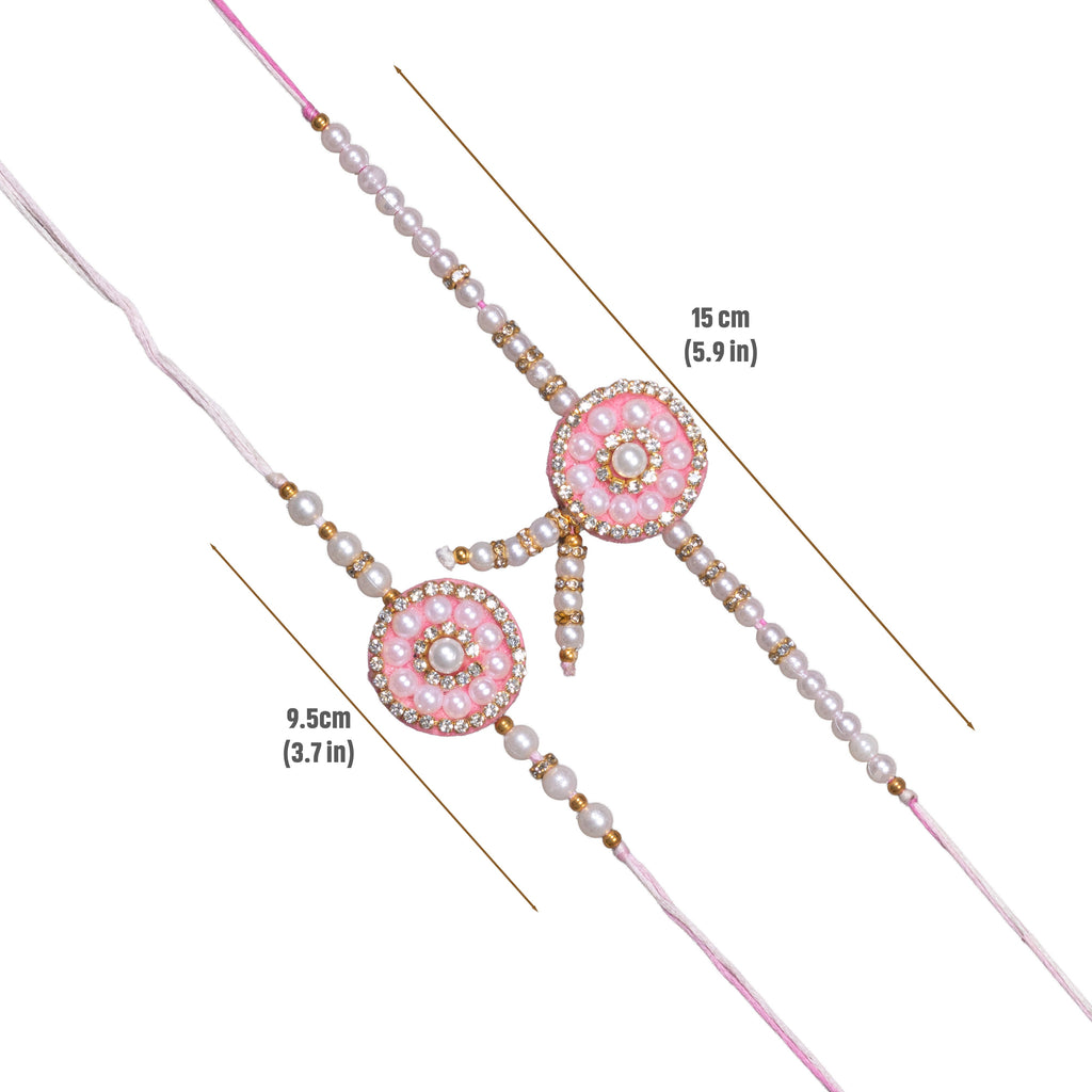 Handmade Rakhi - Pearl Blush Bhaiya Bhabhi Pack of 2
