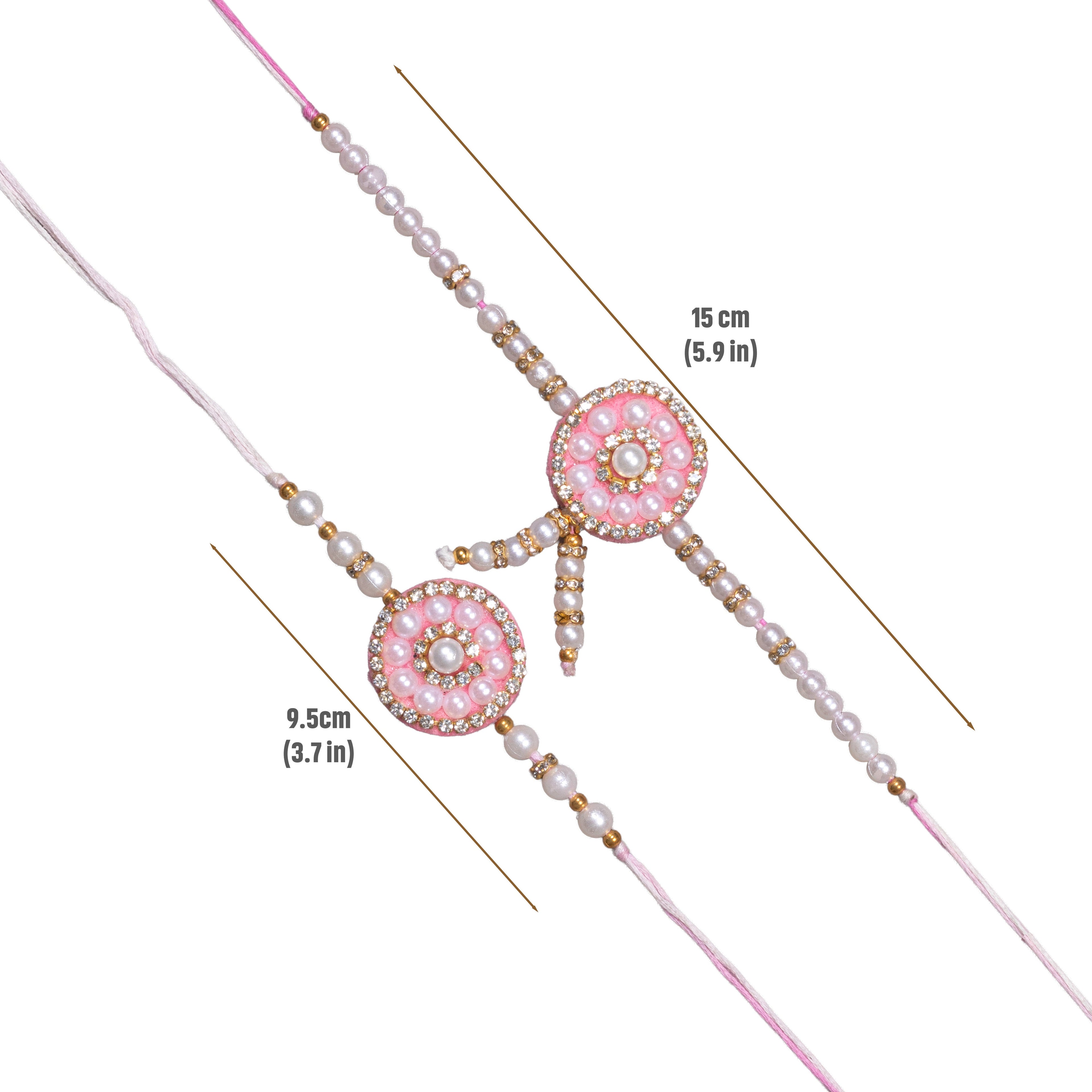 Handmade Rakhi - Pearl Blush Bhaiya Bhabhi Pack of 2