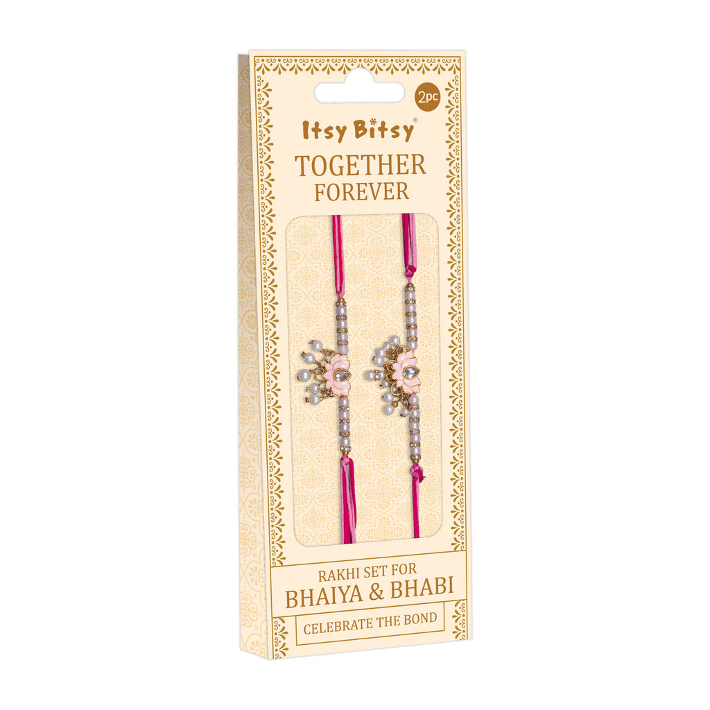 Handmade Rakhi - Lotus Jewel Bhaiya Bhabhi Pack of 2