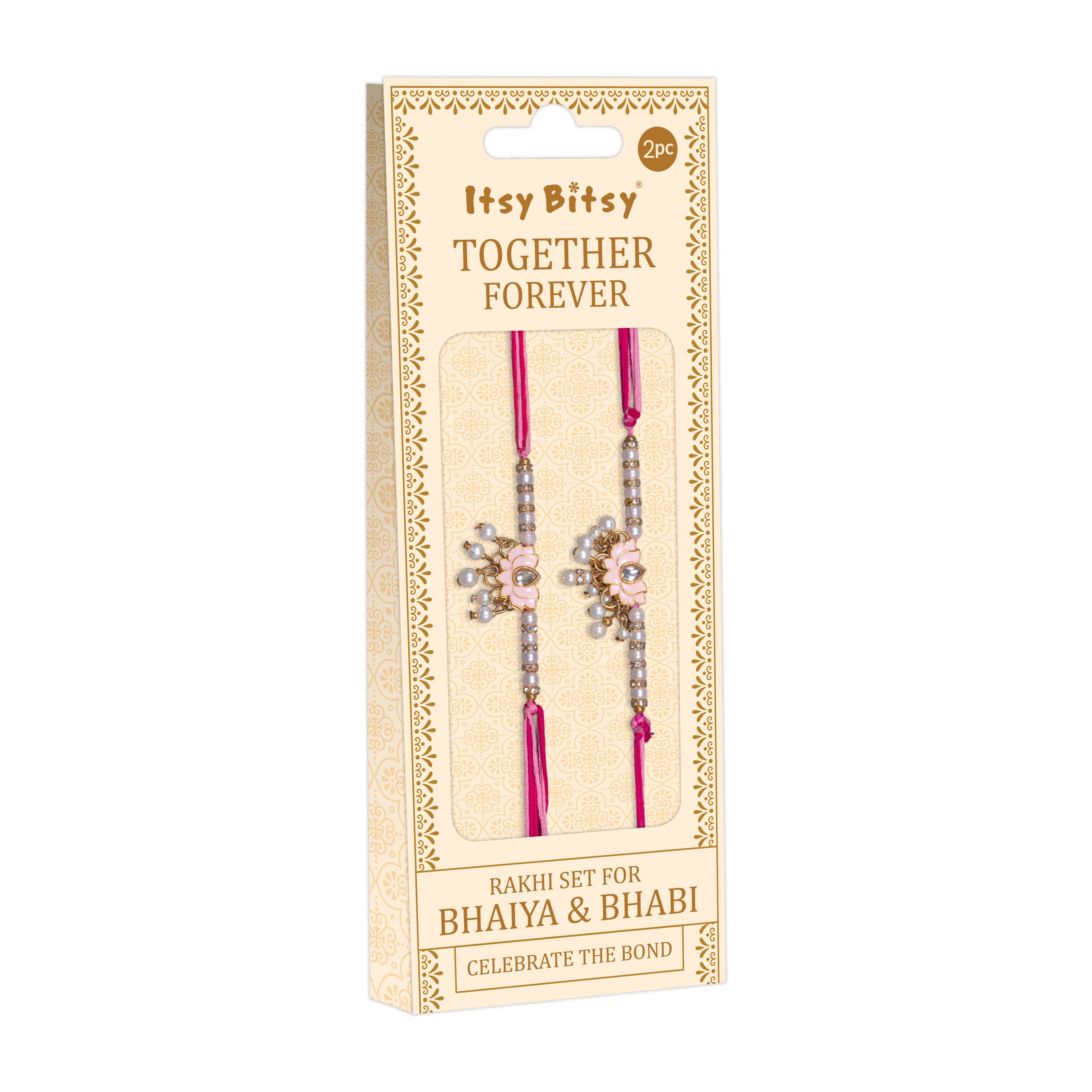 Handmade Rakhi - Lotus Jewel Bhaiya Bhabhi Pack of 2