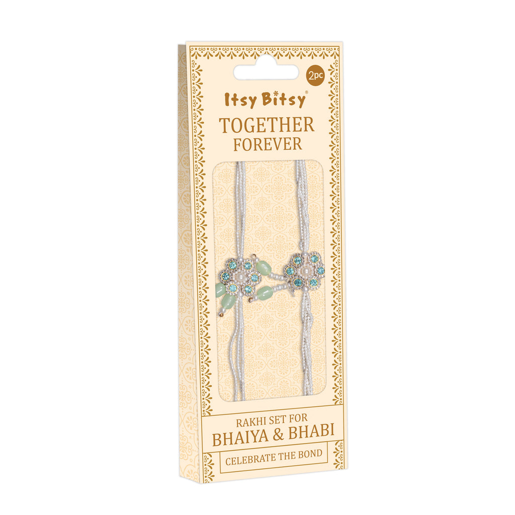 Handmade Rakhi - Floral Gem Bhaiya Bhabhi Pack of 2